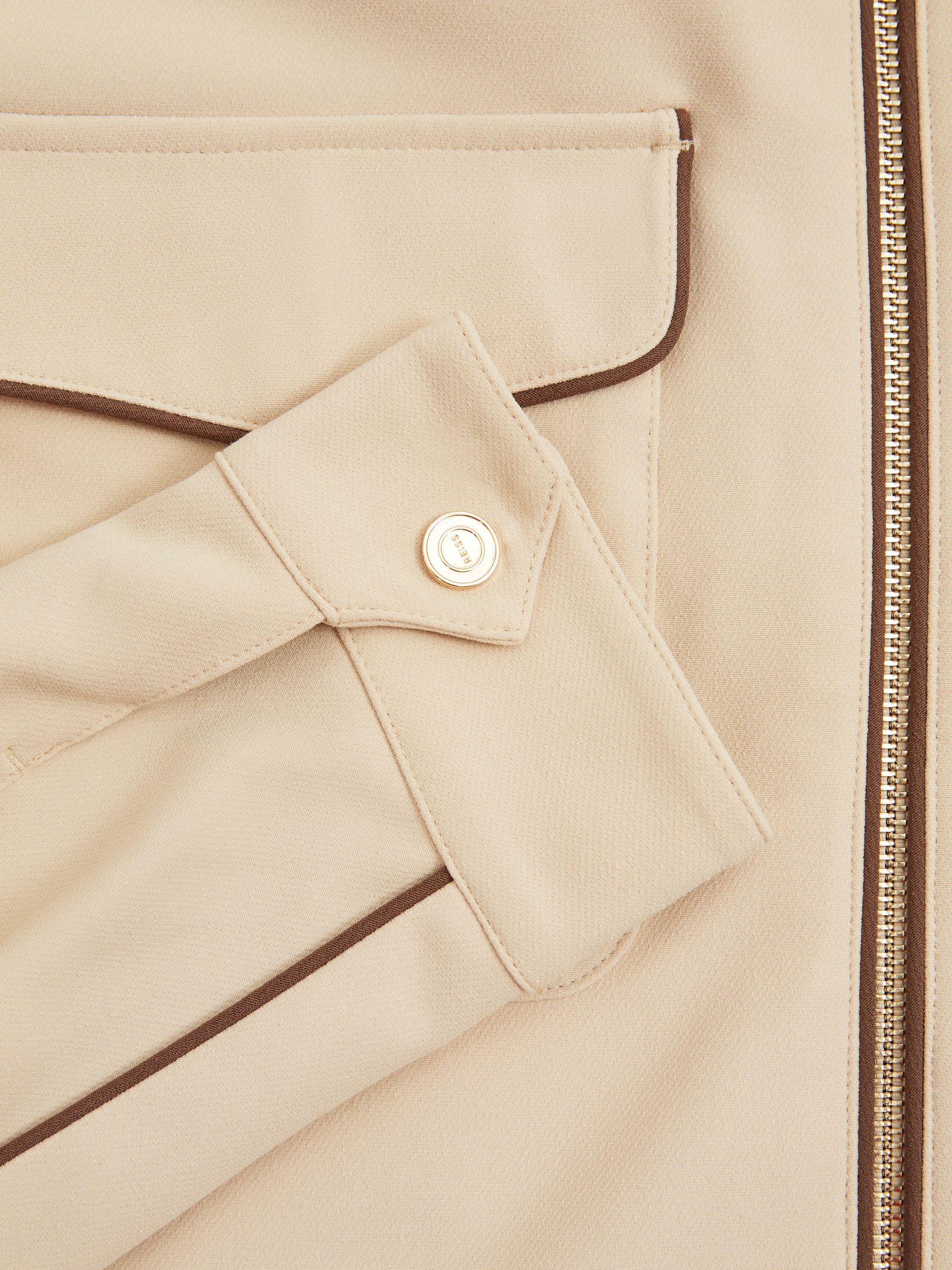 Relaxed Contrast Pipe Detail Jacket in Ecru/Brown Stripe - Image 6 of 6