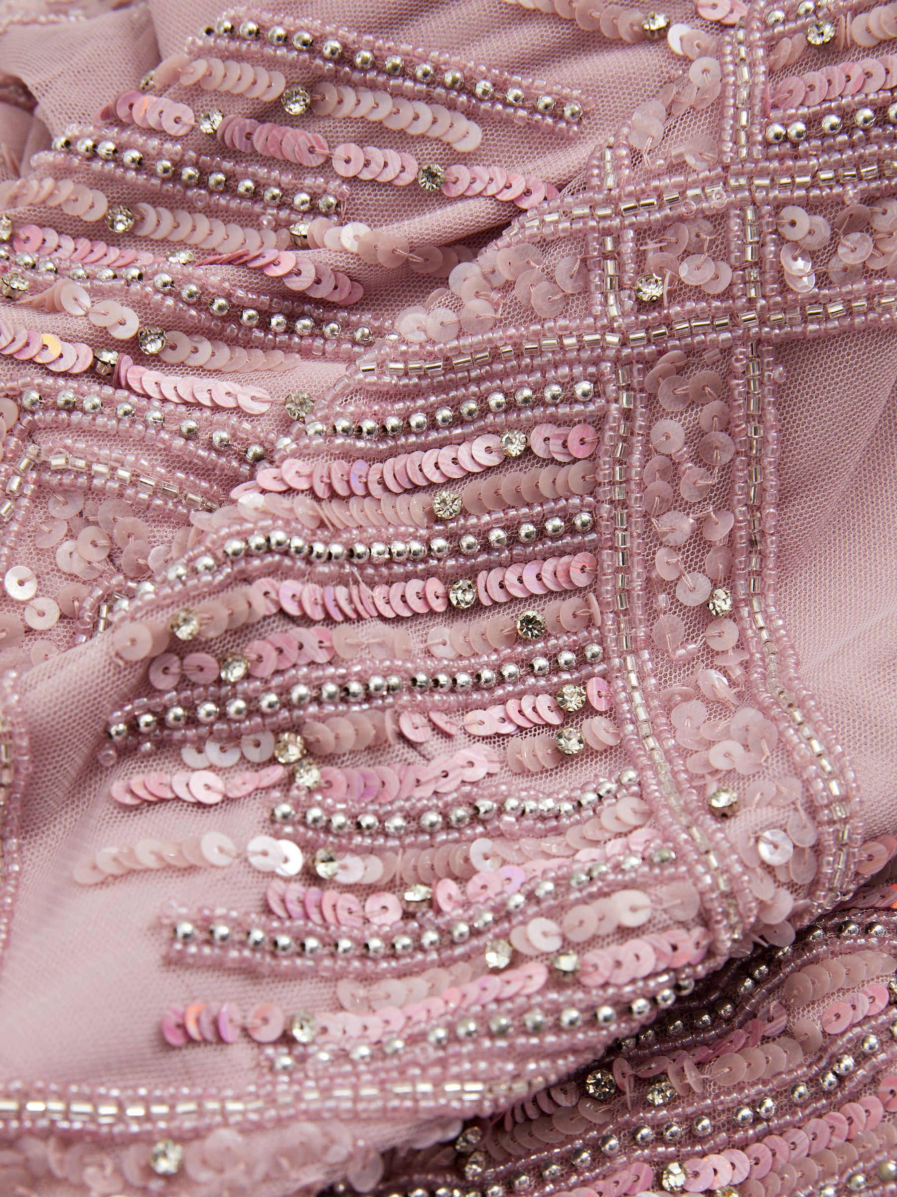 Felicity Pink Raishma Pink Embellished Mesh Sheer Sleeve Maxi Dress - Image 5 of 5
