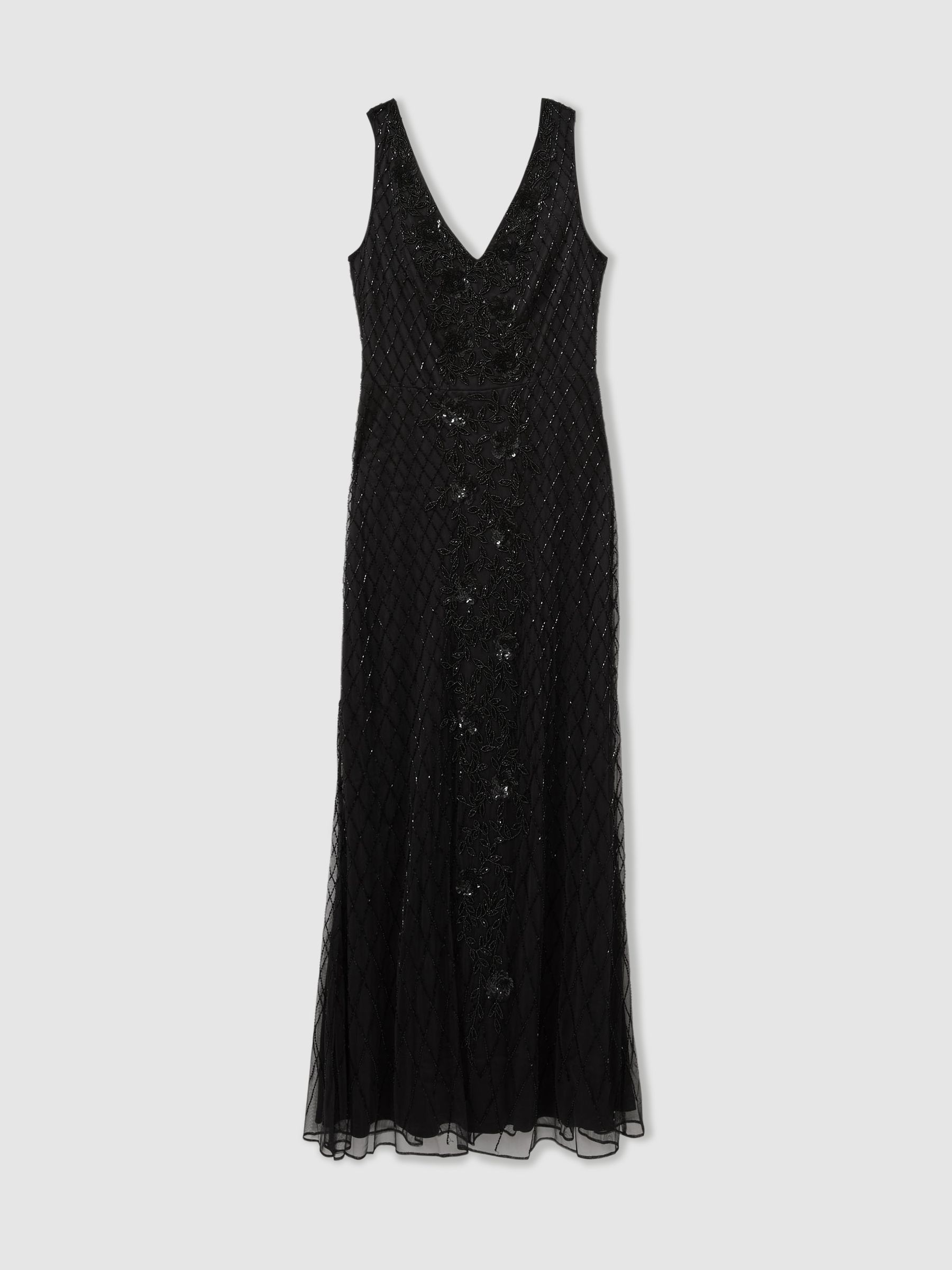 Vivienne Black Raishma Embellished Mesh Black Maxi Dress - image 1