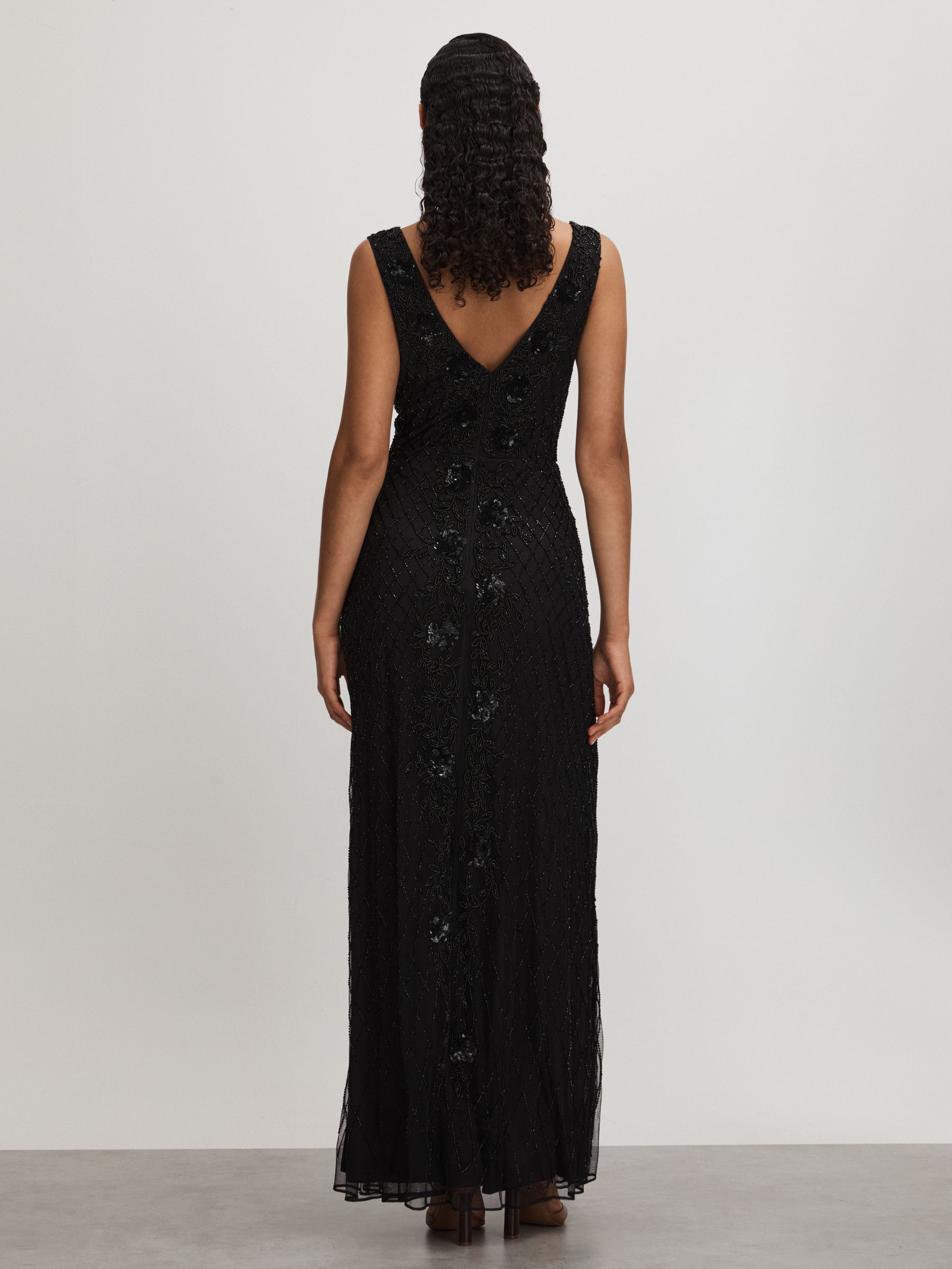 Vivienne Black Raishma Embellished Mesh Black Maxi Dress - Image 4 of 5