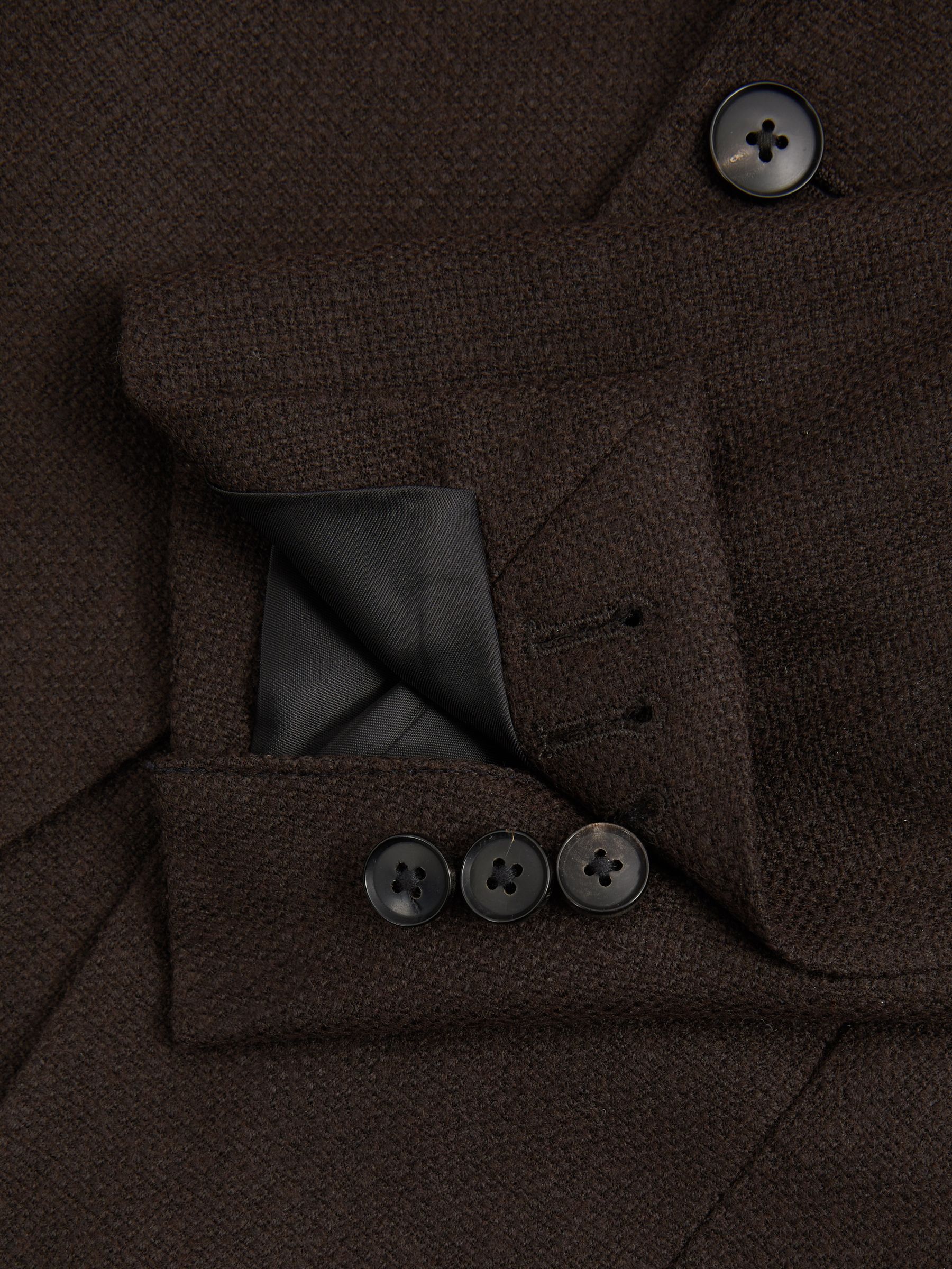 Single-Breasted Wool Blend Blazer Slim Fit in Chocolate Brown - Image 5 of 6