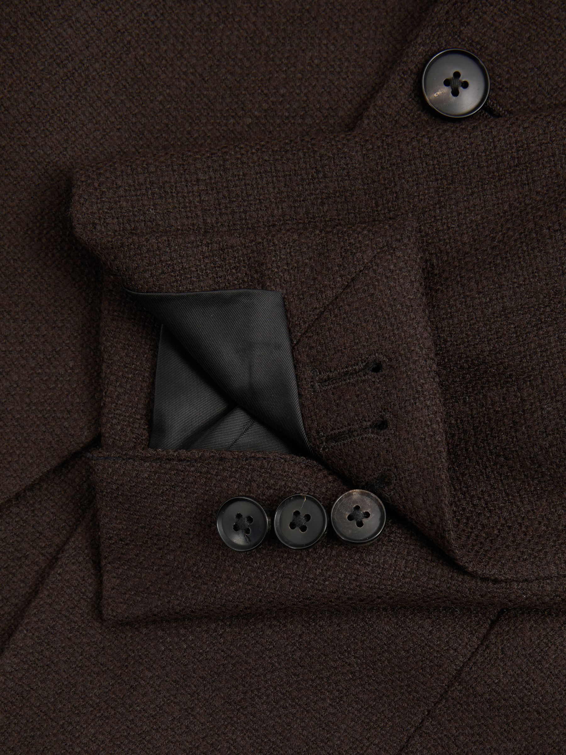 Single-Breasted Wool Blend Blazer Slim Fit in Chocolate Brown - Image 6 of 6