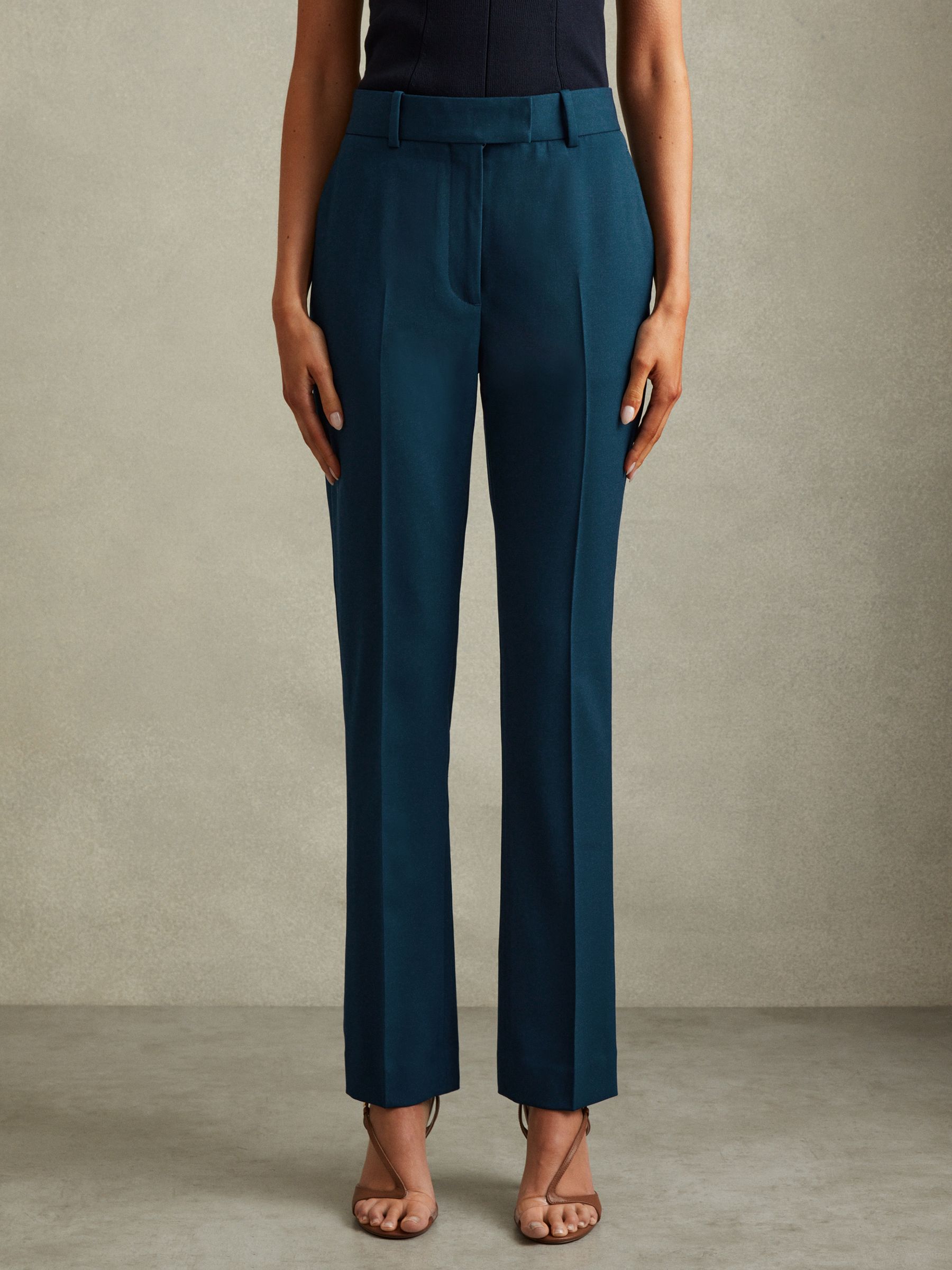 Slim Fit Wool Blend Suit Trousers in Teal - Image 1 of 6