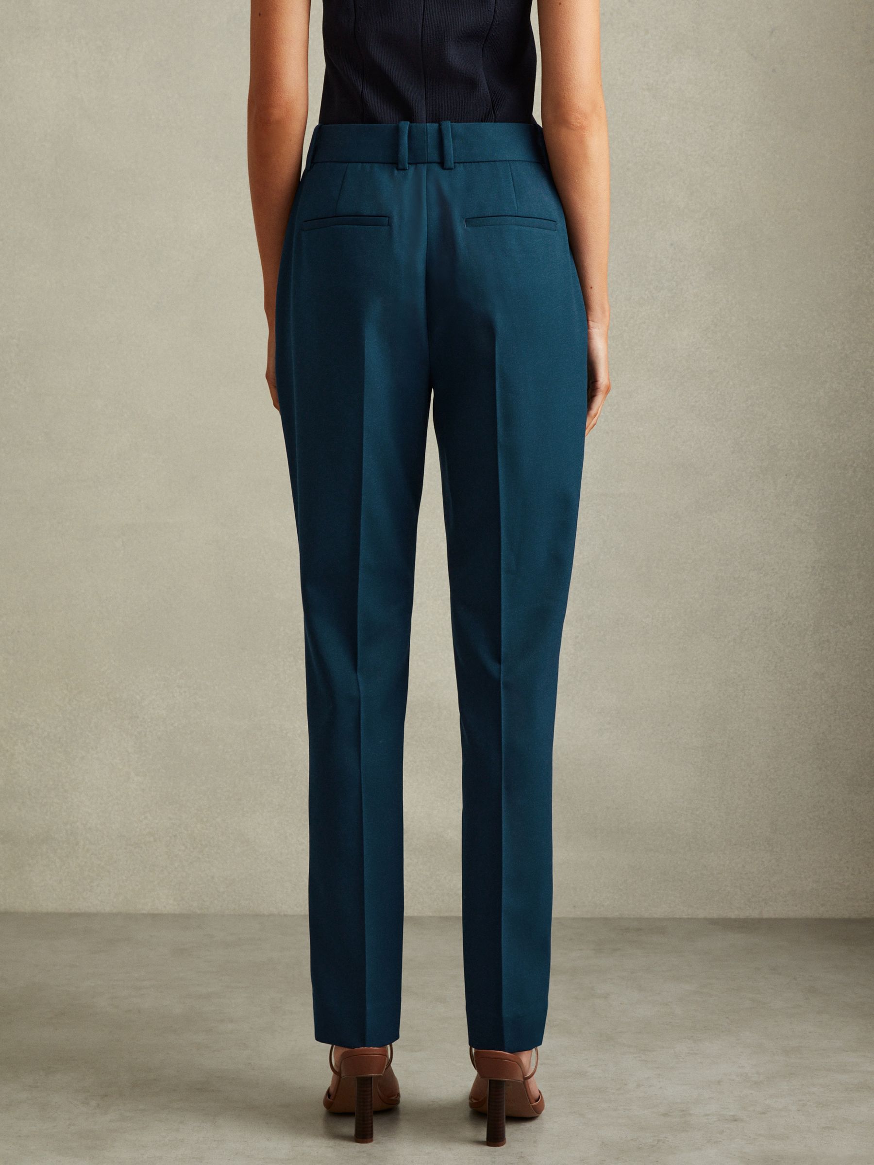 Slim Fit Wool Blend Suit Trousers in Teal - Image 5 of 6