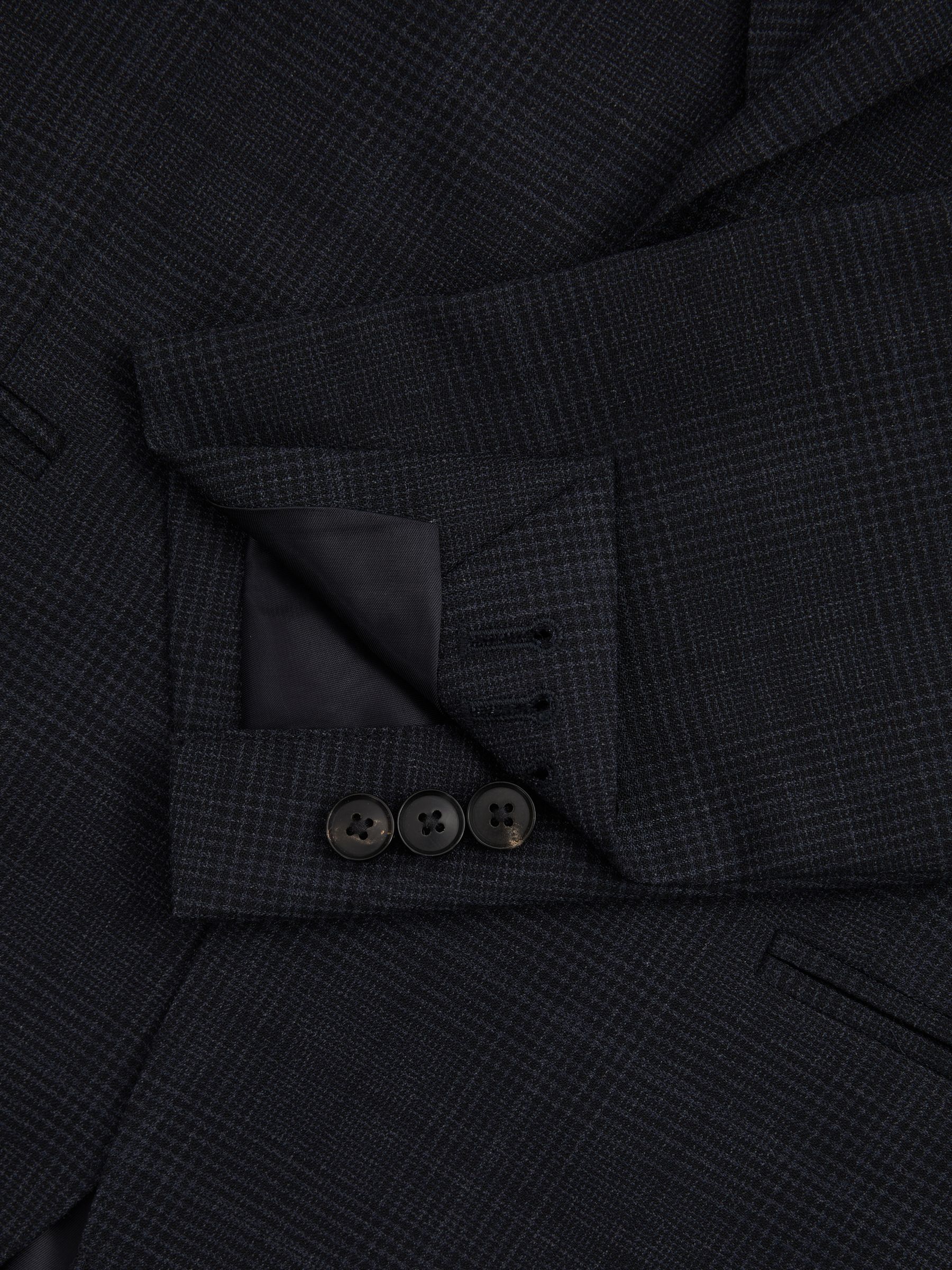 Single-Breasted Wool Blend Blazer in Prince of Wales Check in Navy - Image 5 of 6