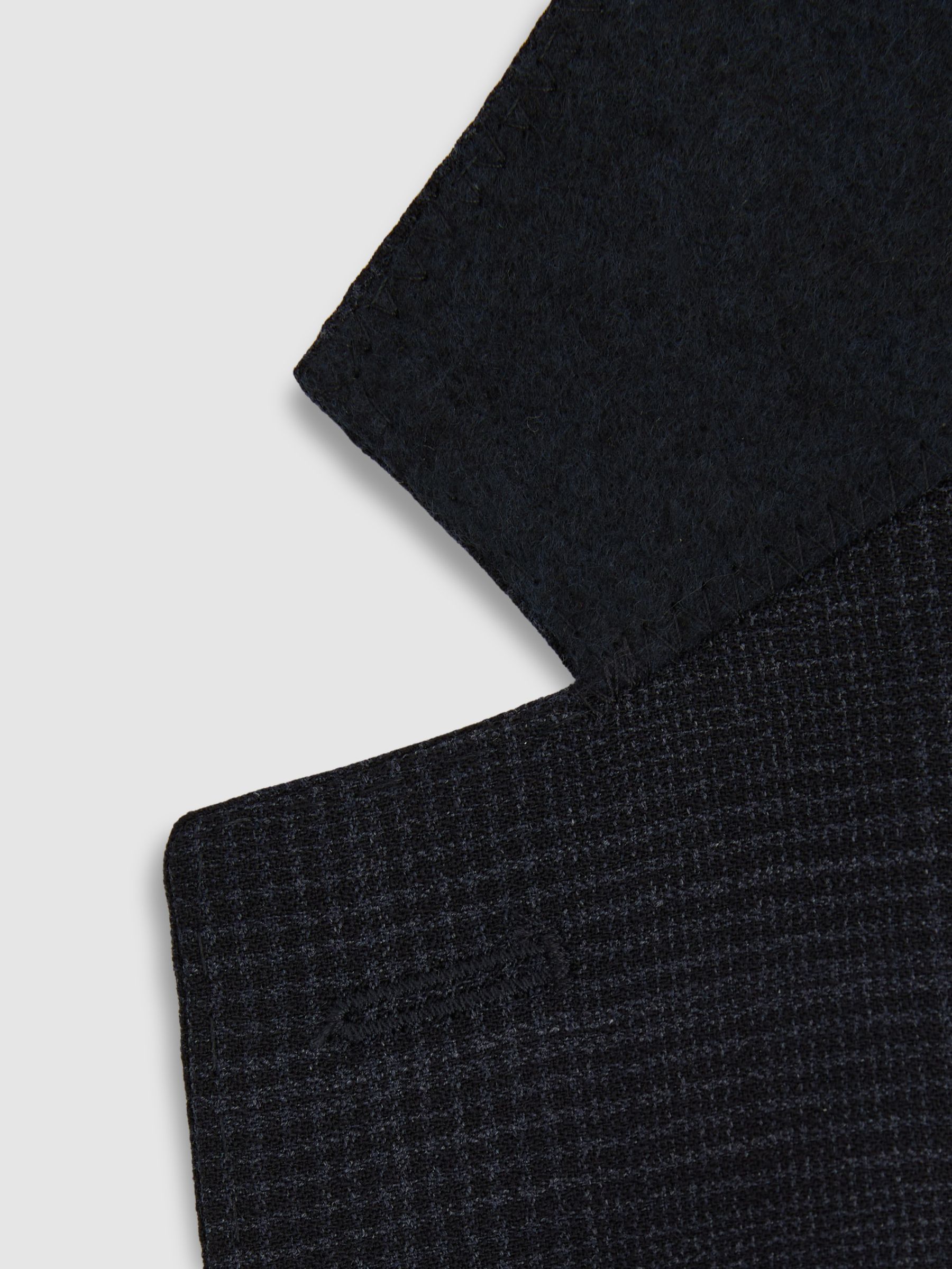 Single-Breasted Wool Blend Blazer in Prince of Wales Check in Navy - Image 6 of 6
