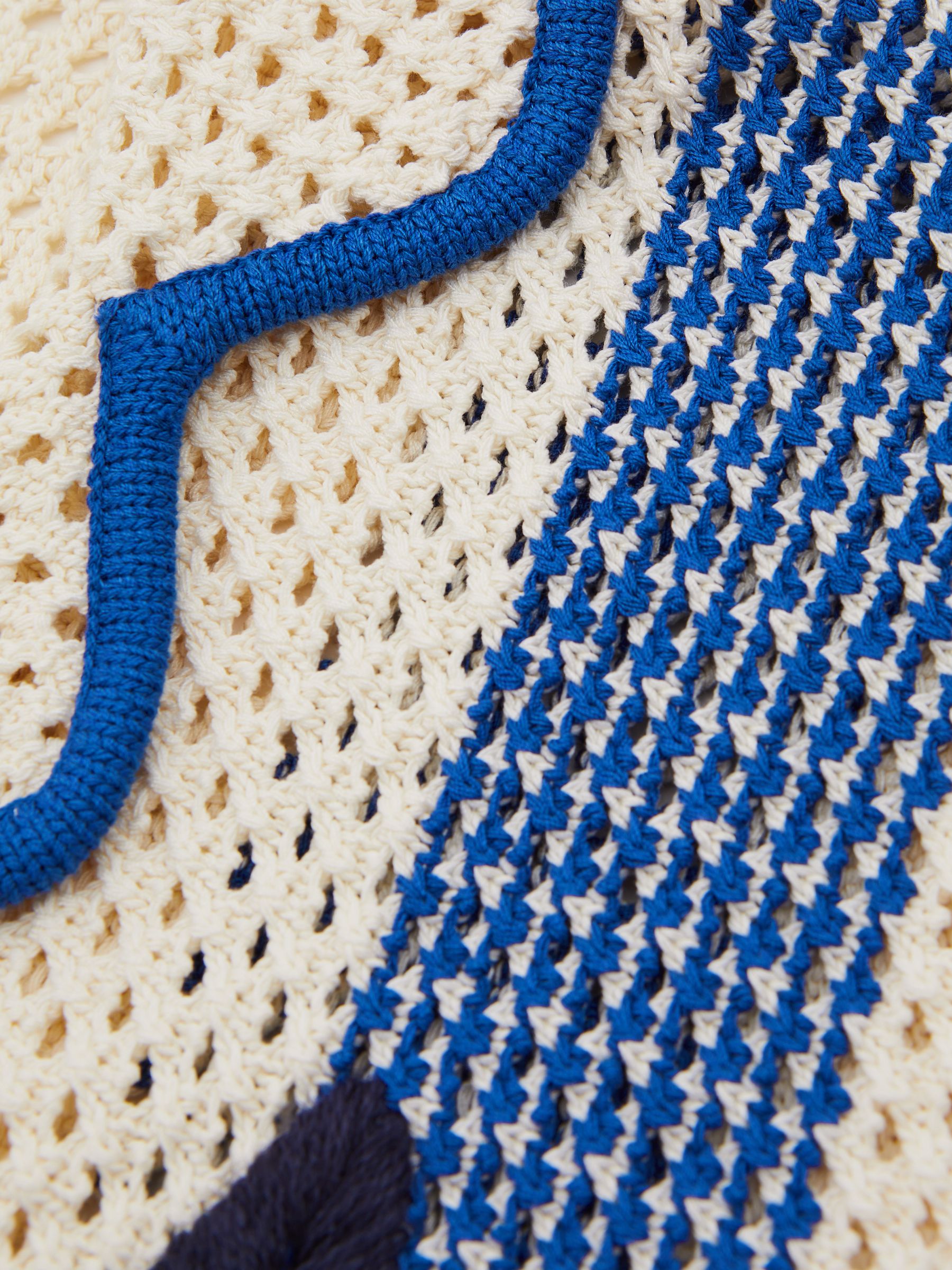 Love Ecru/Blue Ché Open-Stitch Jacquard Cuban Collar Shirt - Image 5 of 6