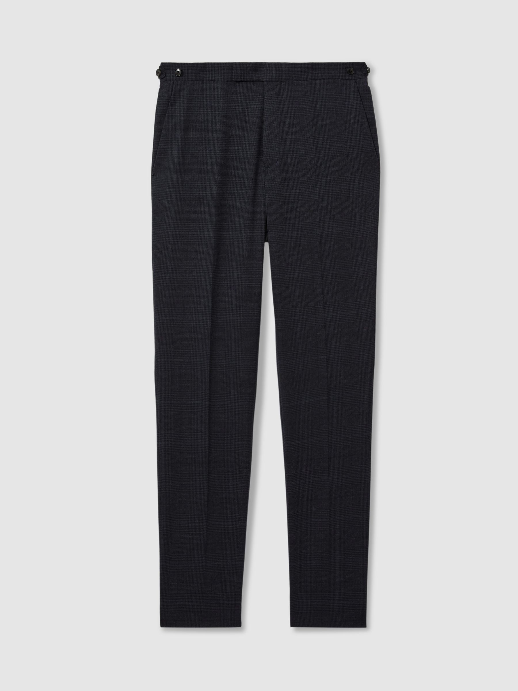Wool Blend Suit Trousers in Prince of Wales Check in Navy - Image 2 of 5