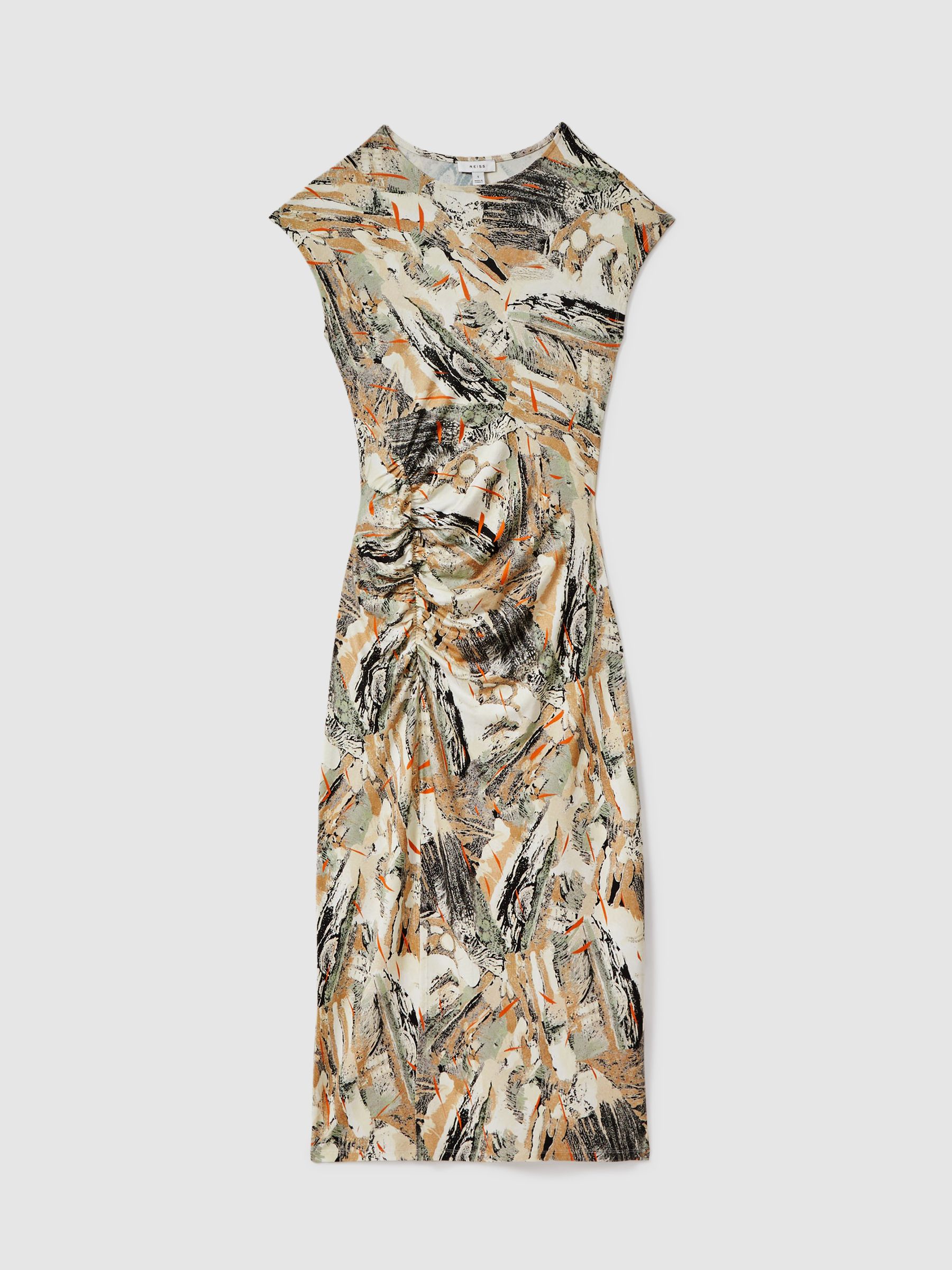 Printed Jersey Midi Dress in Multi - Image 2 of 5