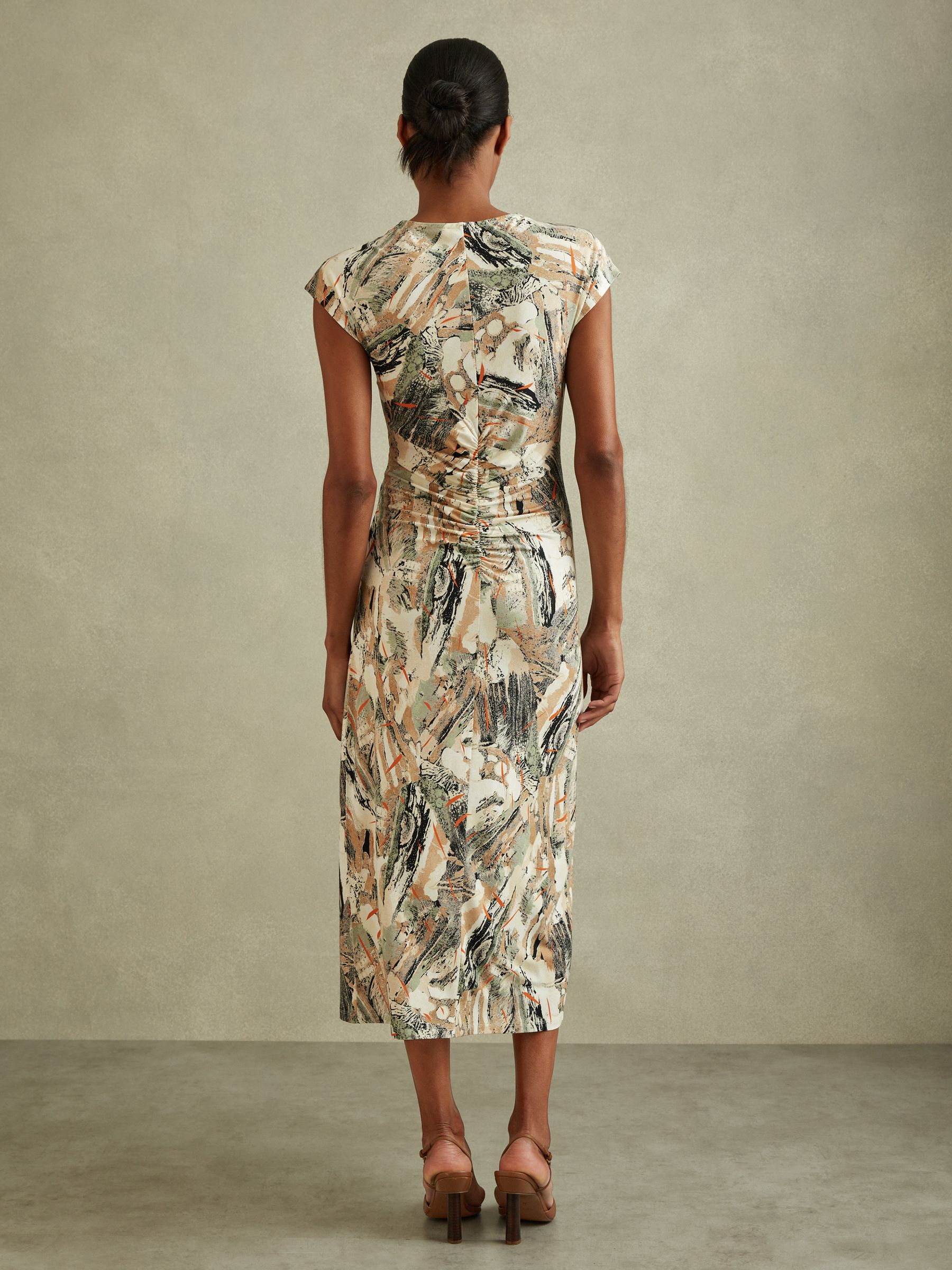 Printed Jersey Midi Dress in Multi - Image 4 of 5