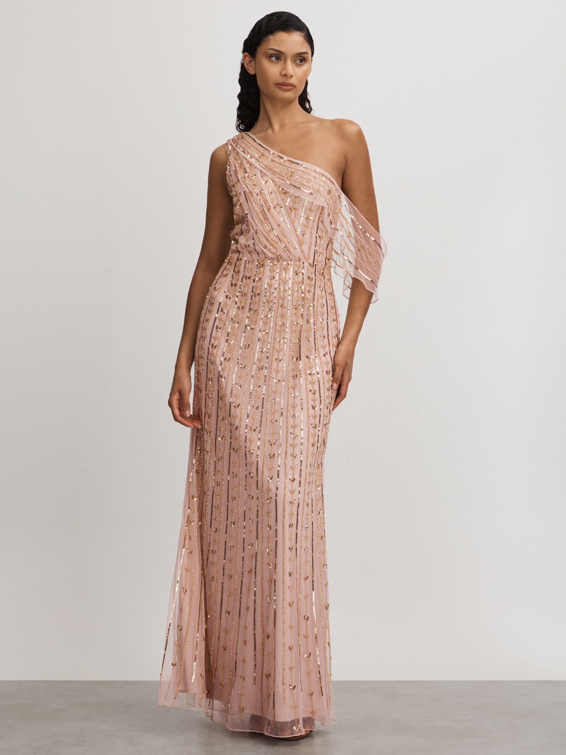 Raishma Embellished Off-The-Shoulder Maxi Dress in Nude - Image 1 of 5