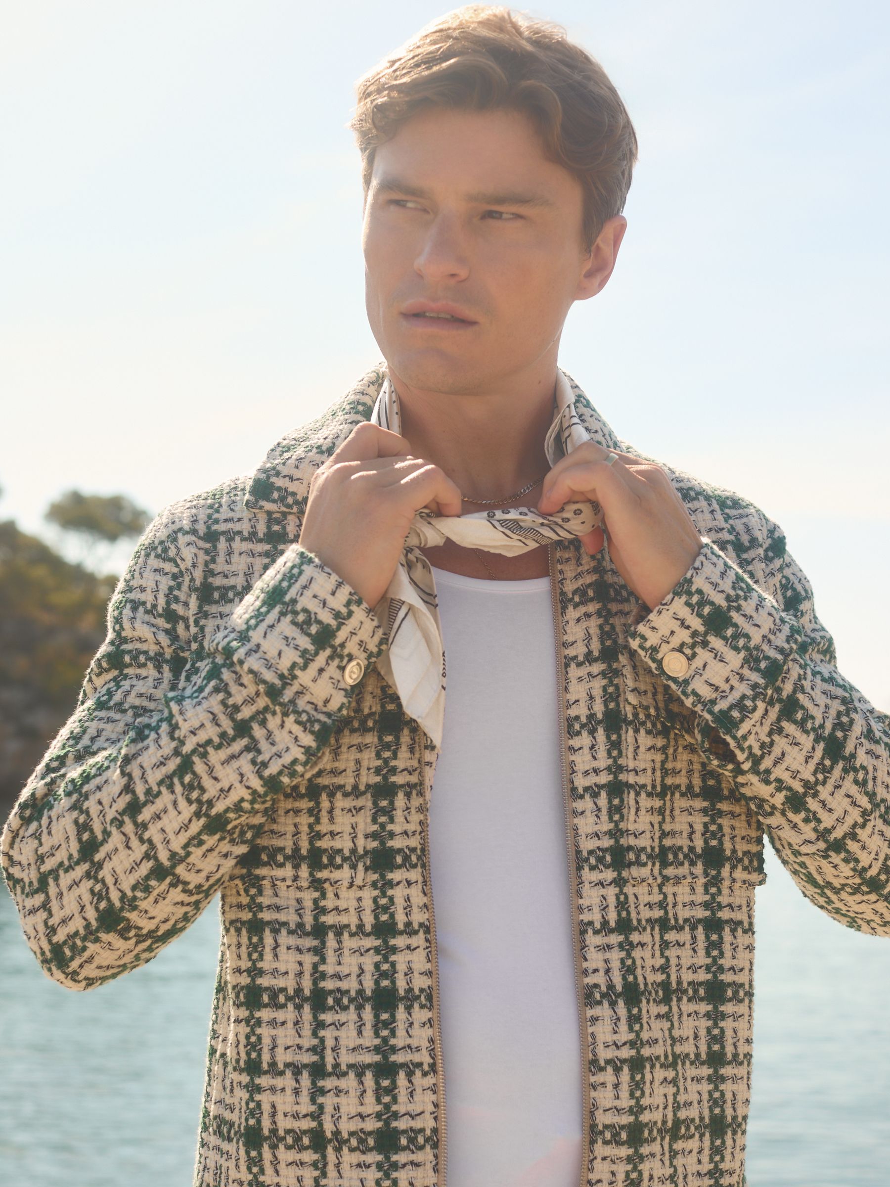 Reiss | Ché Cotton Paisley Print Bandana in Champagne/Brown - Image 1 of 4