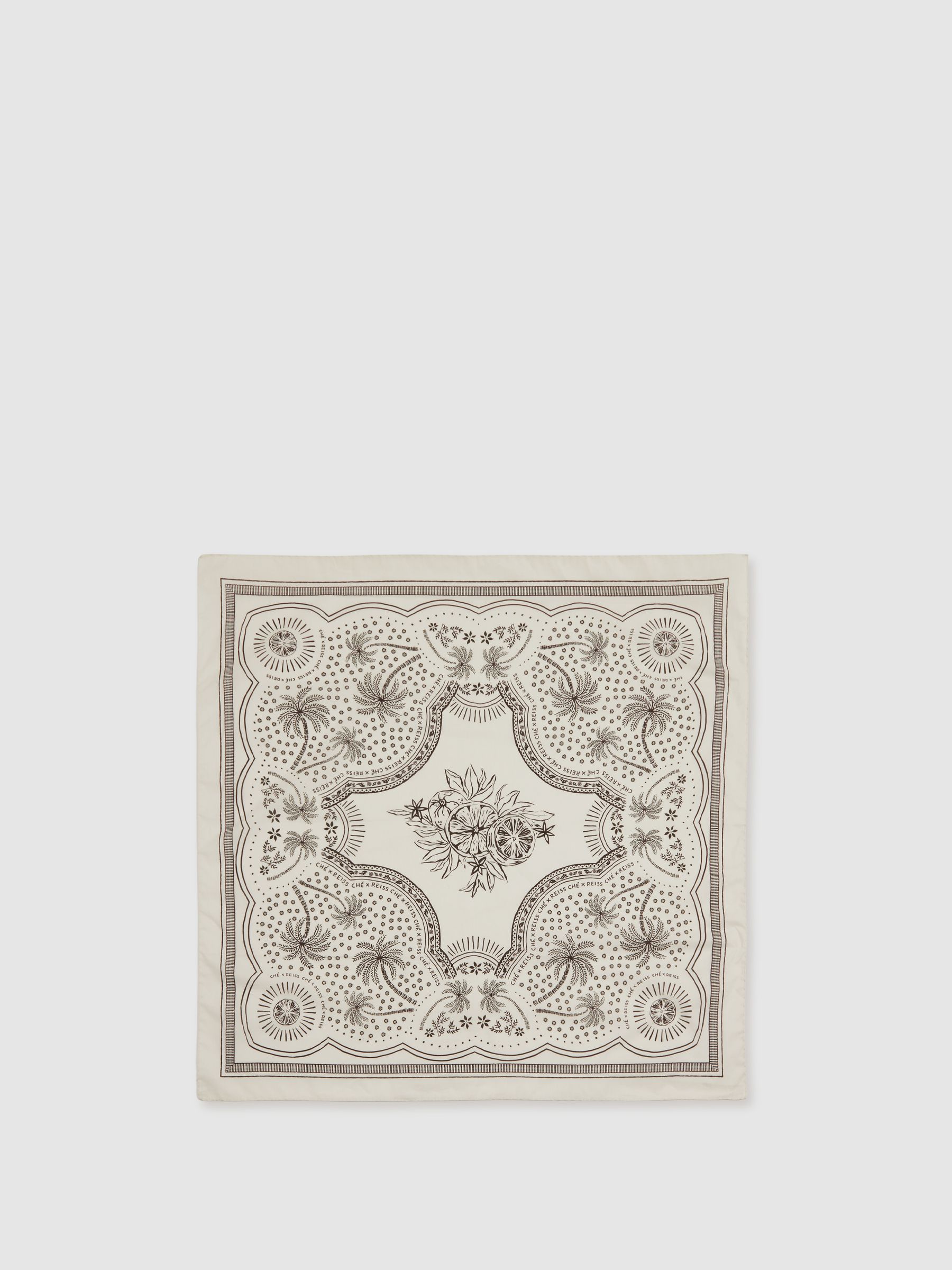 Reiss | Ché Cotton Paisley Print Bandana in Champagne/Brown - Image 2 of 4
