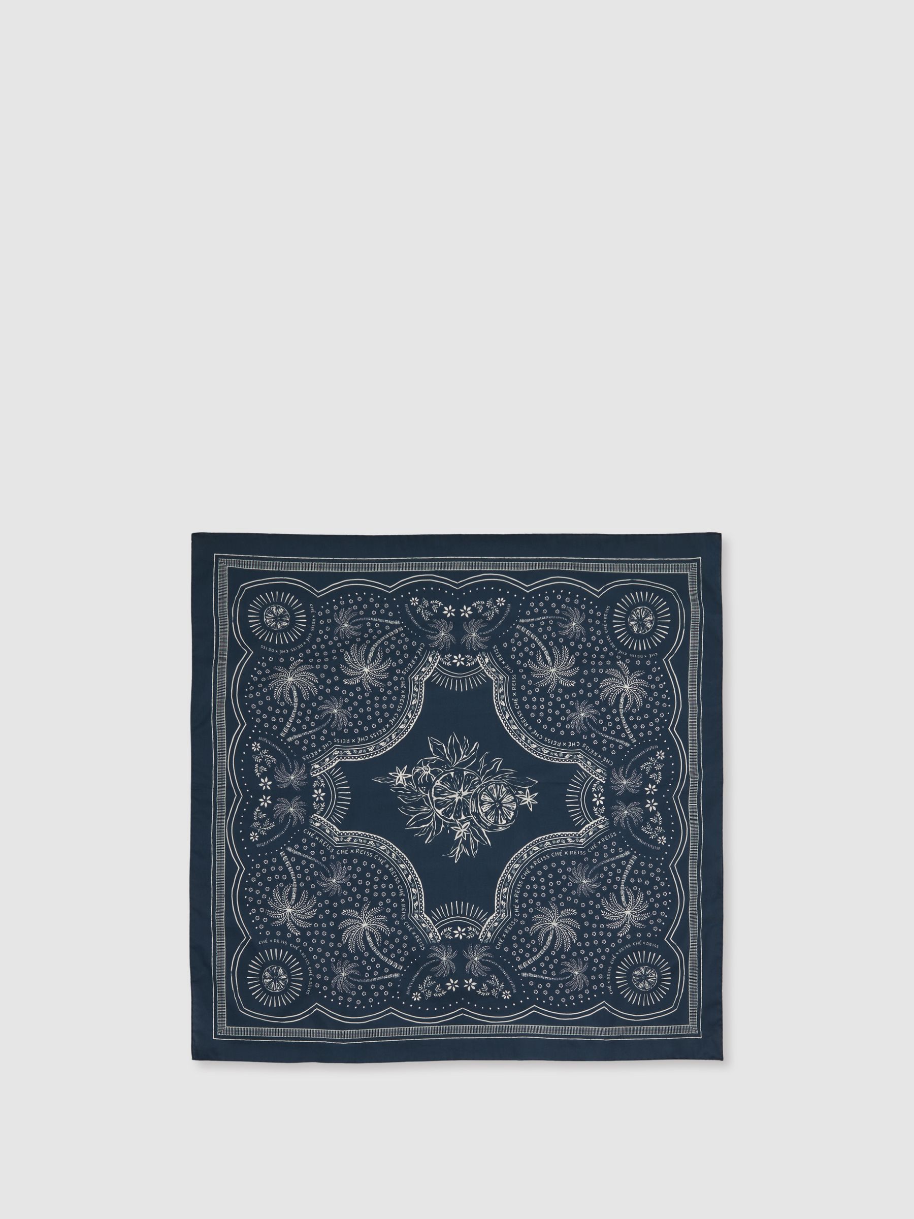 Reiss | Ché Cotton Paisley Print Bandana in Navy/White - Image 1 of 5