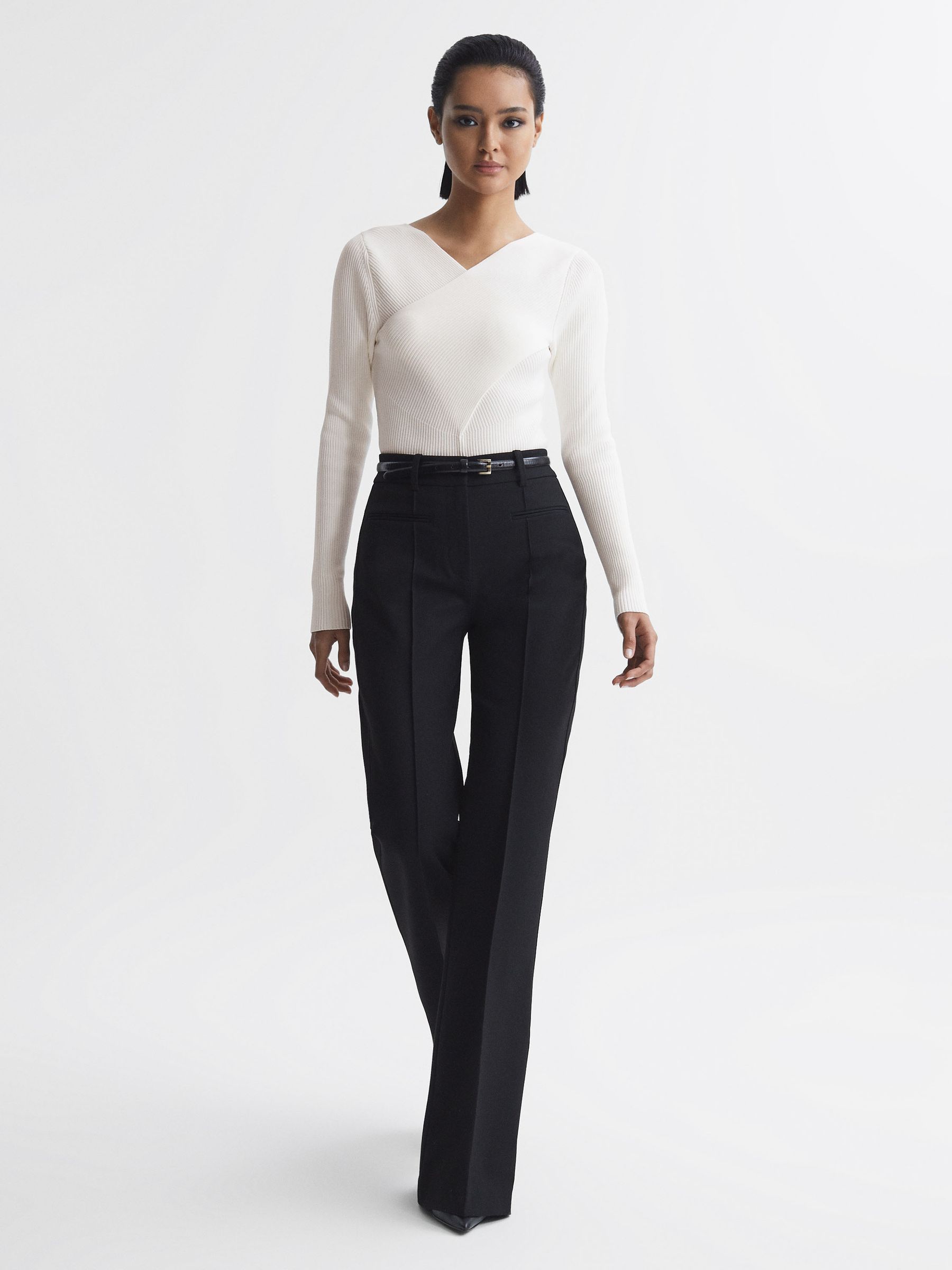 Knitted Wrap Long Sleeve Top in Ivory - Image 5 of 5