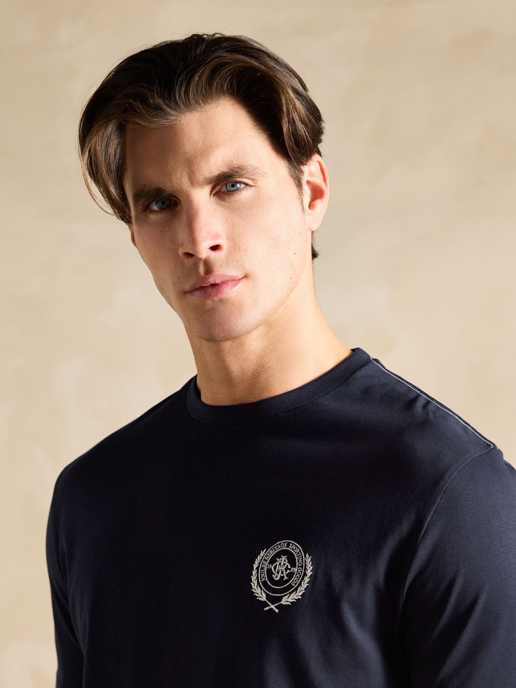 Harford Cream & Navy Short Sleeve Top & Pyjama Set With Packable Travel Bag - Image 3 of 7