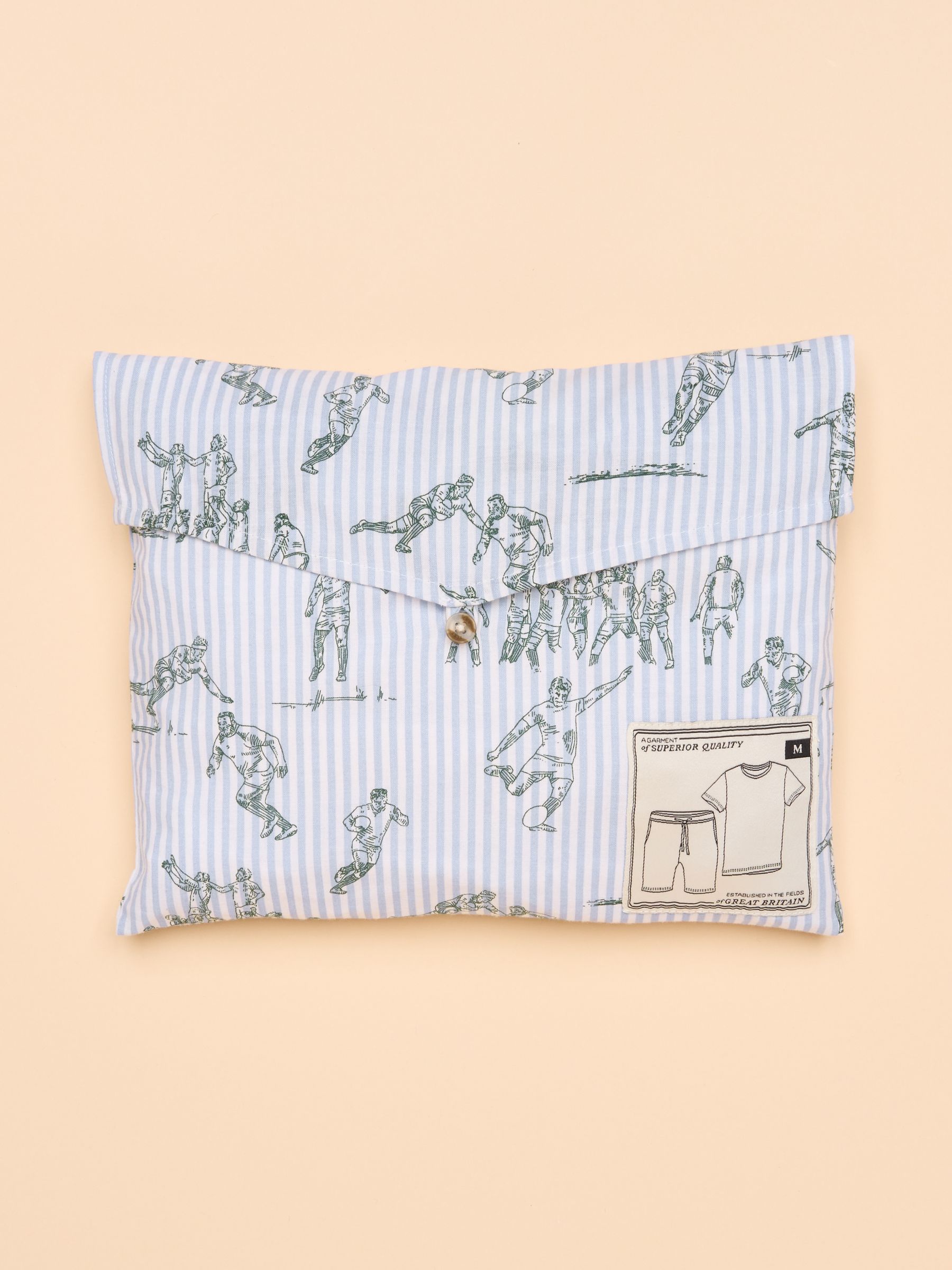 Harford Cream & Navy Short Sleeve Top & Pyjama Set With Packable Travel Bag - Image 8 of 8