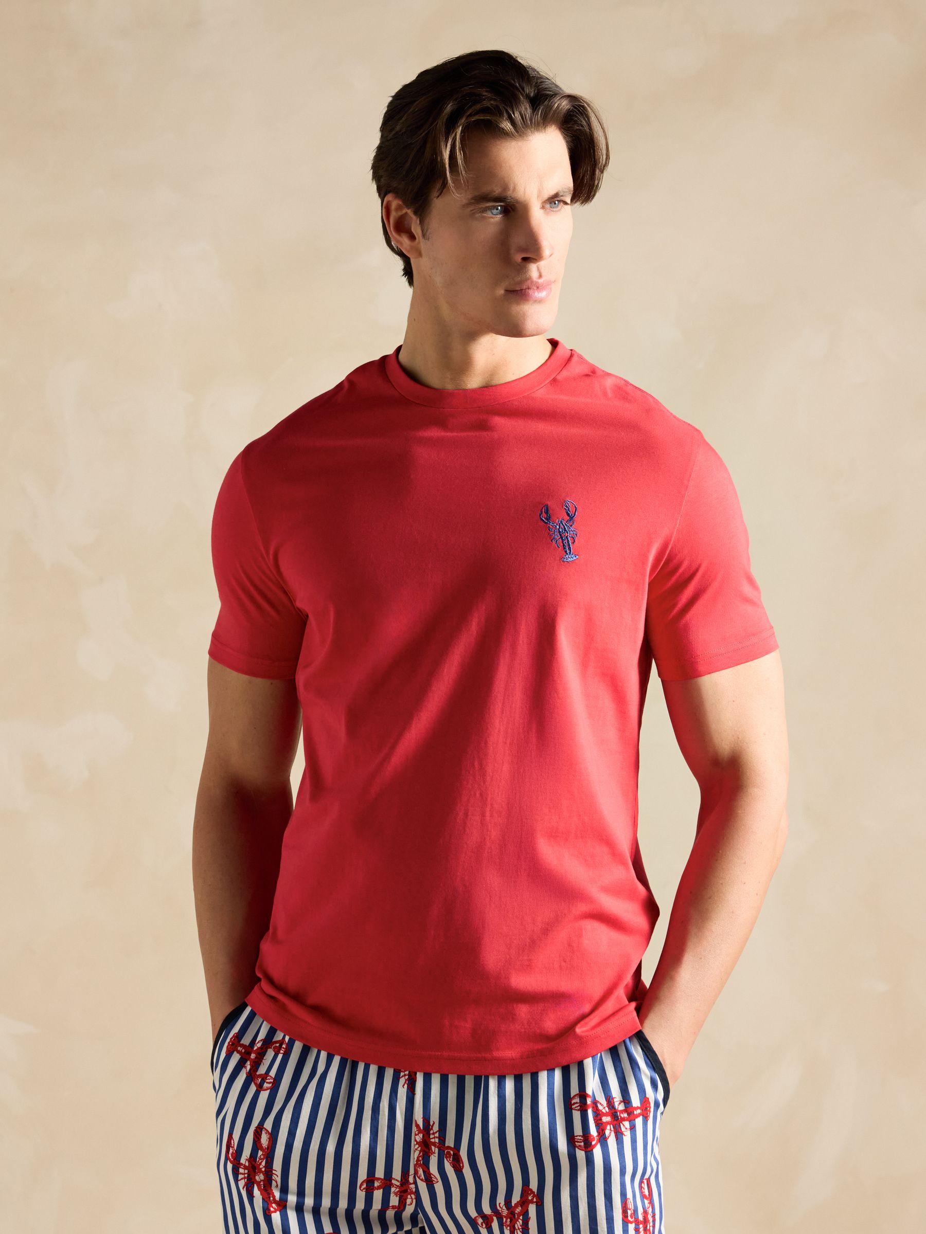 Harford Red Short Sleeve Top & Pyjama Set With Packable Travel Bag - Image 5 of 8
