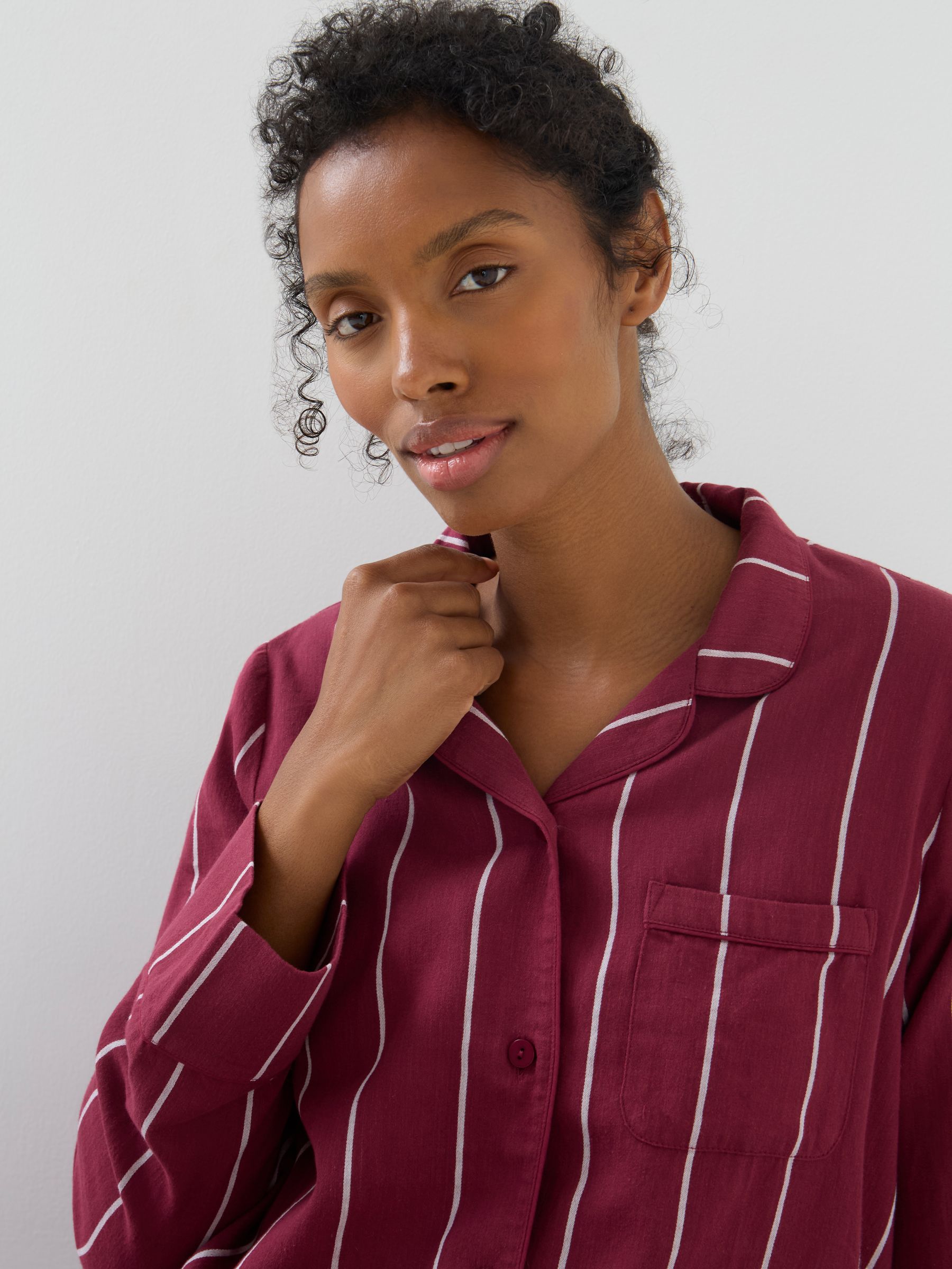 Burgundy Long Sleeve Pinstripe Maternity Pyjama Set - Image 6 of 6