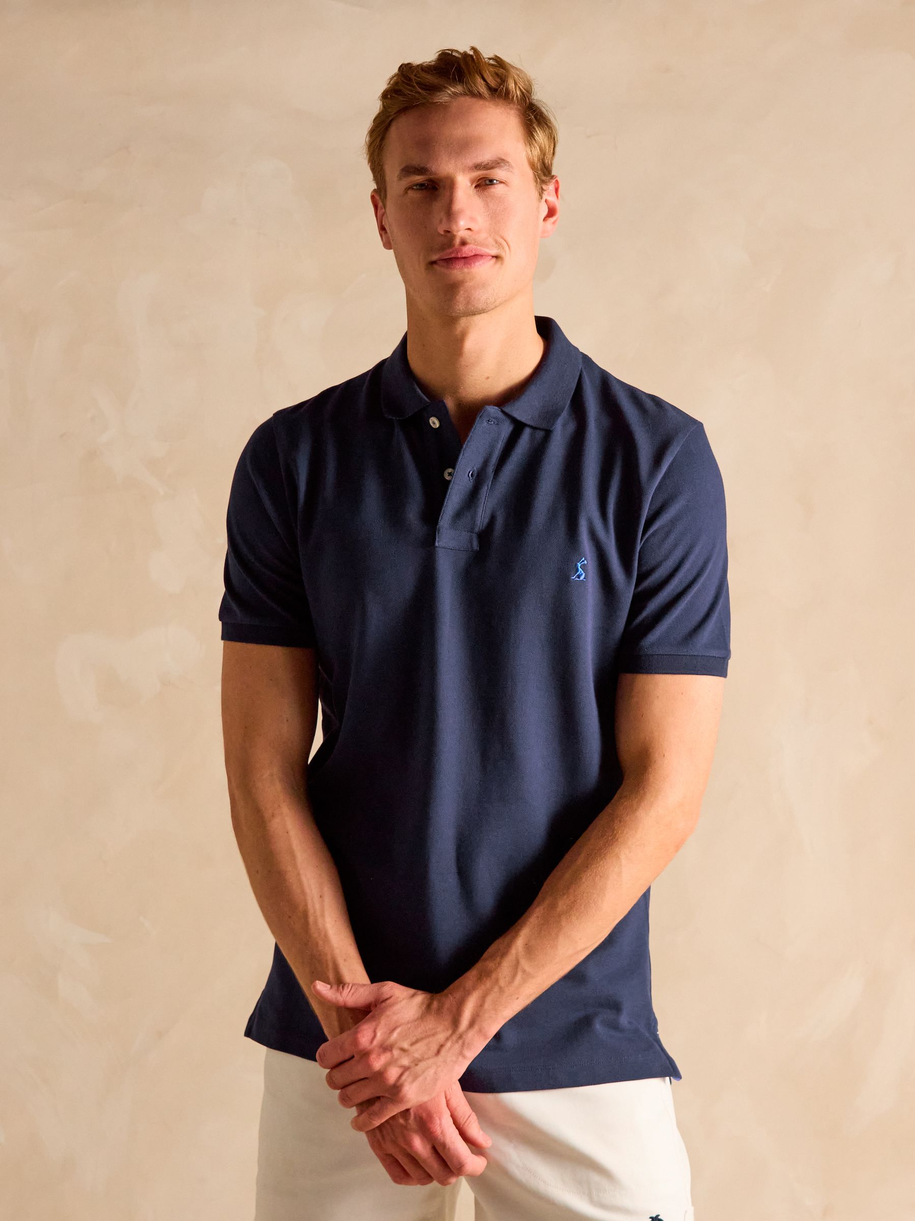 Woody Navy Cotton Pique Polo Shirt - Image 1 of 8