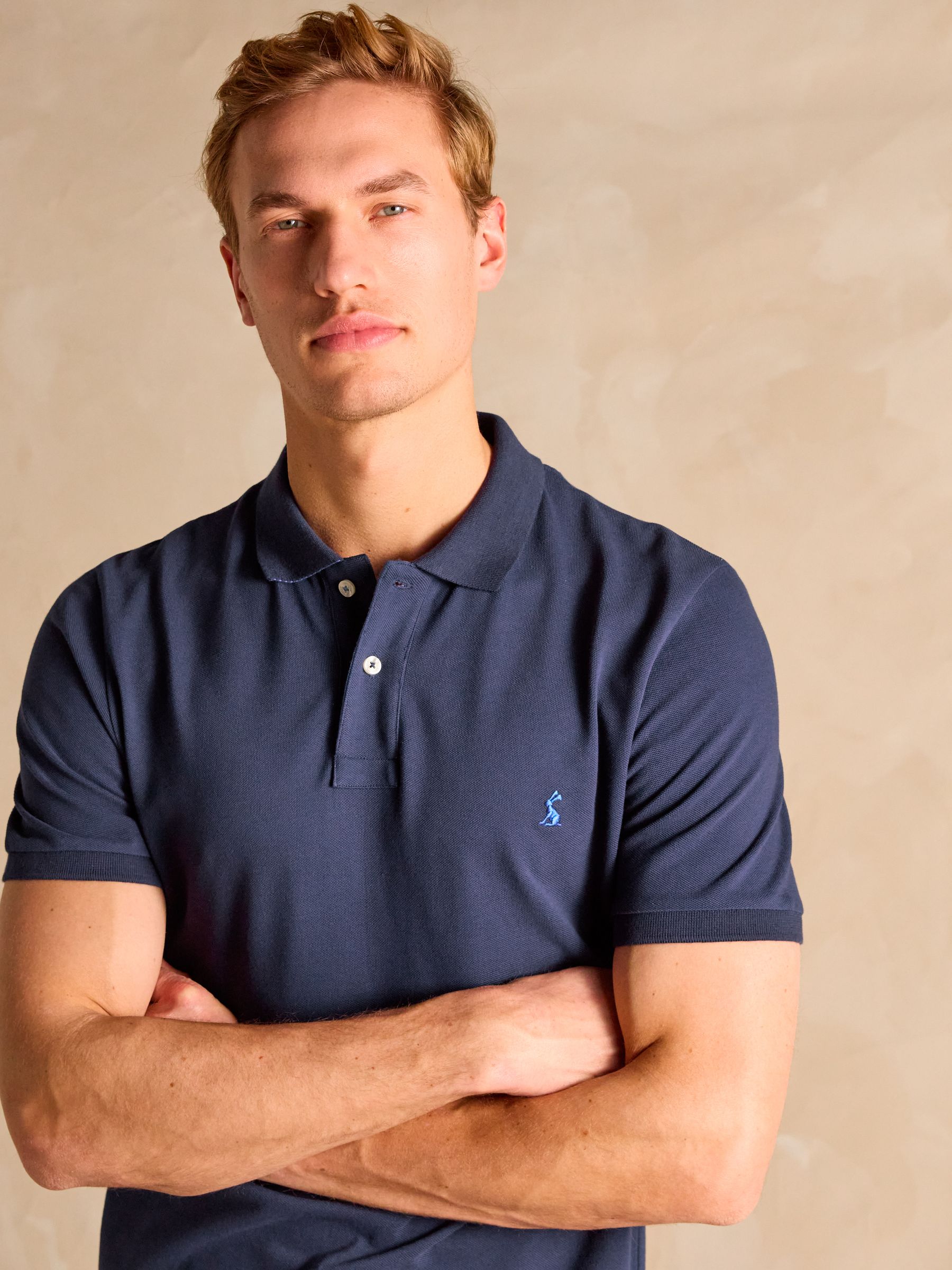 Woody Navy Cotton Pique Polo Shirt - Image 3 of 8