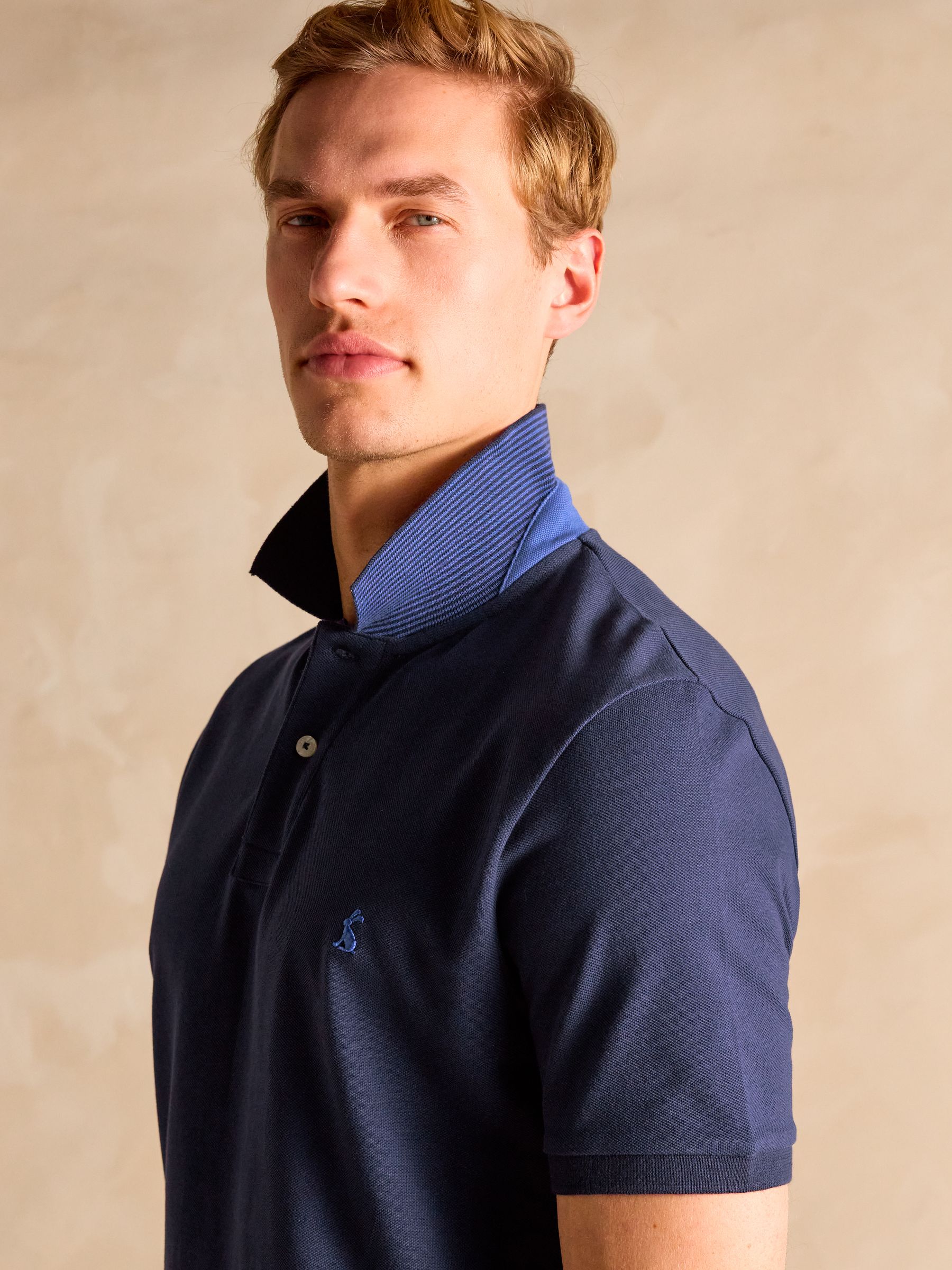 Woody Navy Cotton Pique Polo Shirt - Image 5 of 8
