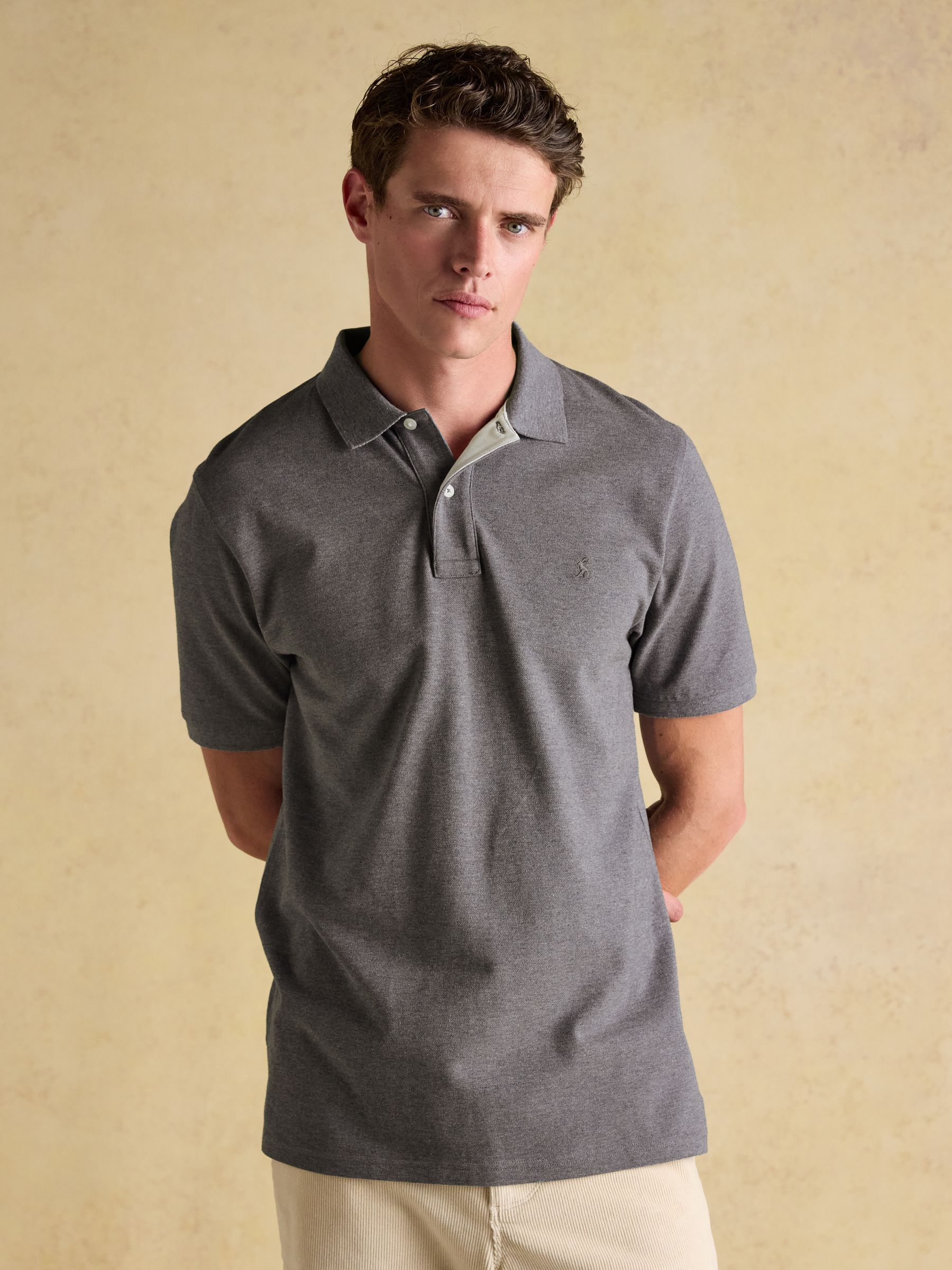 Woody Grey Cotton Pique Polo Shirt - Image 1 of 10