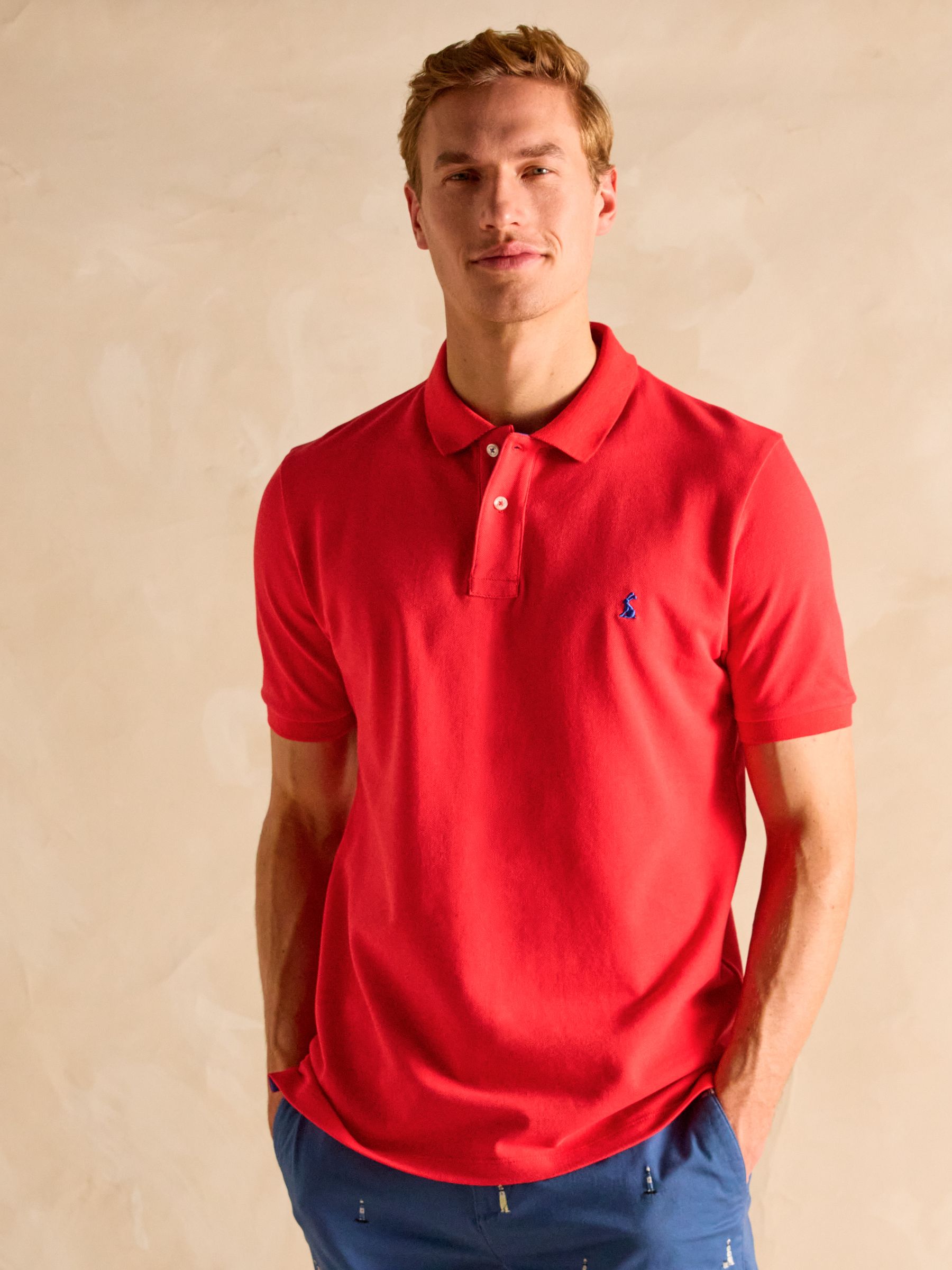 Woody Red Cotton Pique Polo Shirt - Image 1 of 8