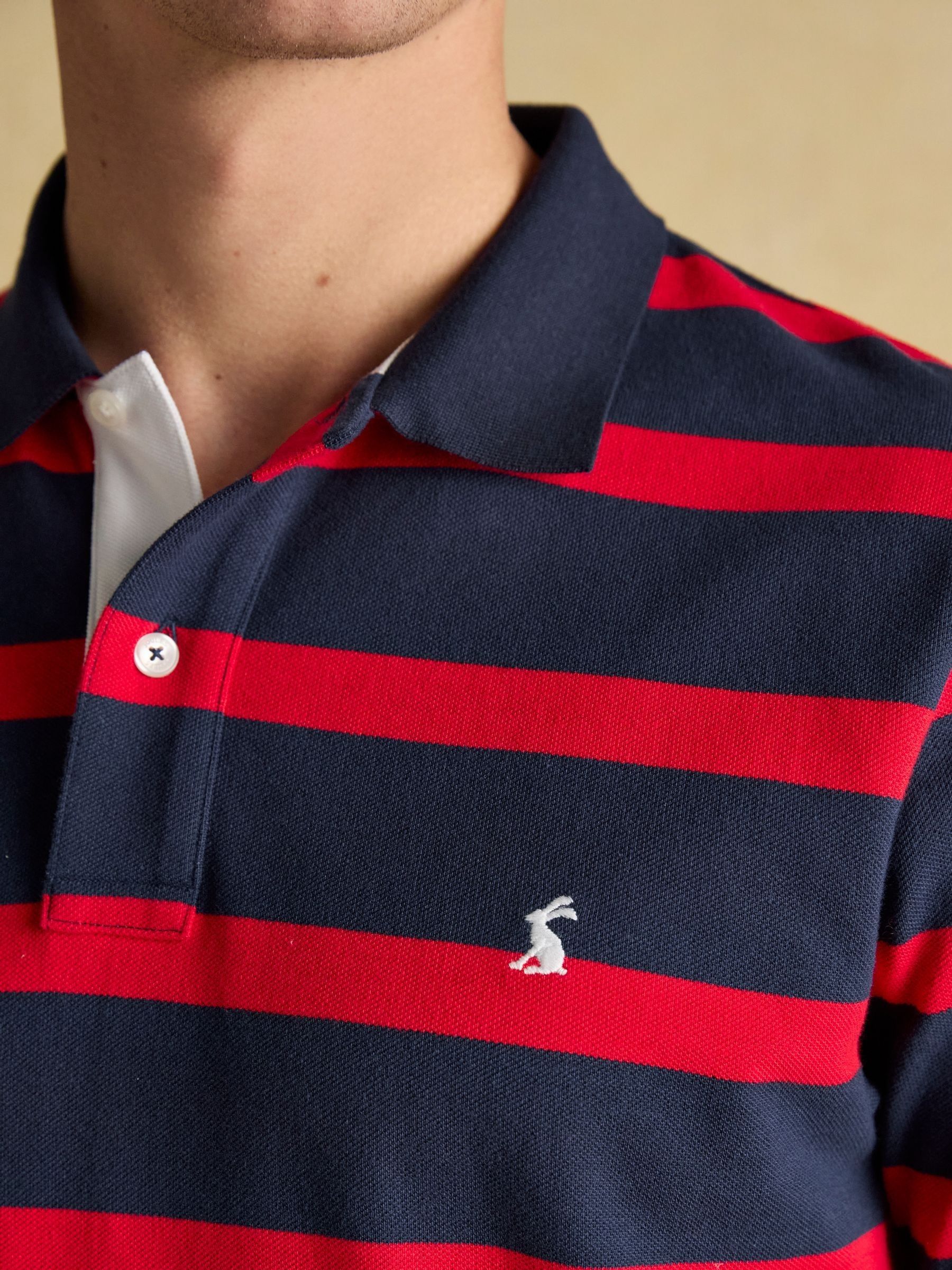Woody Red Stripe Cotton Pique Polo Shirt - Image 7 of 9