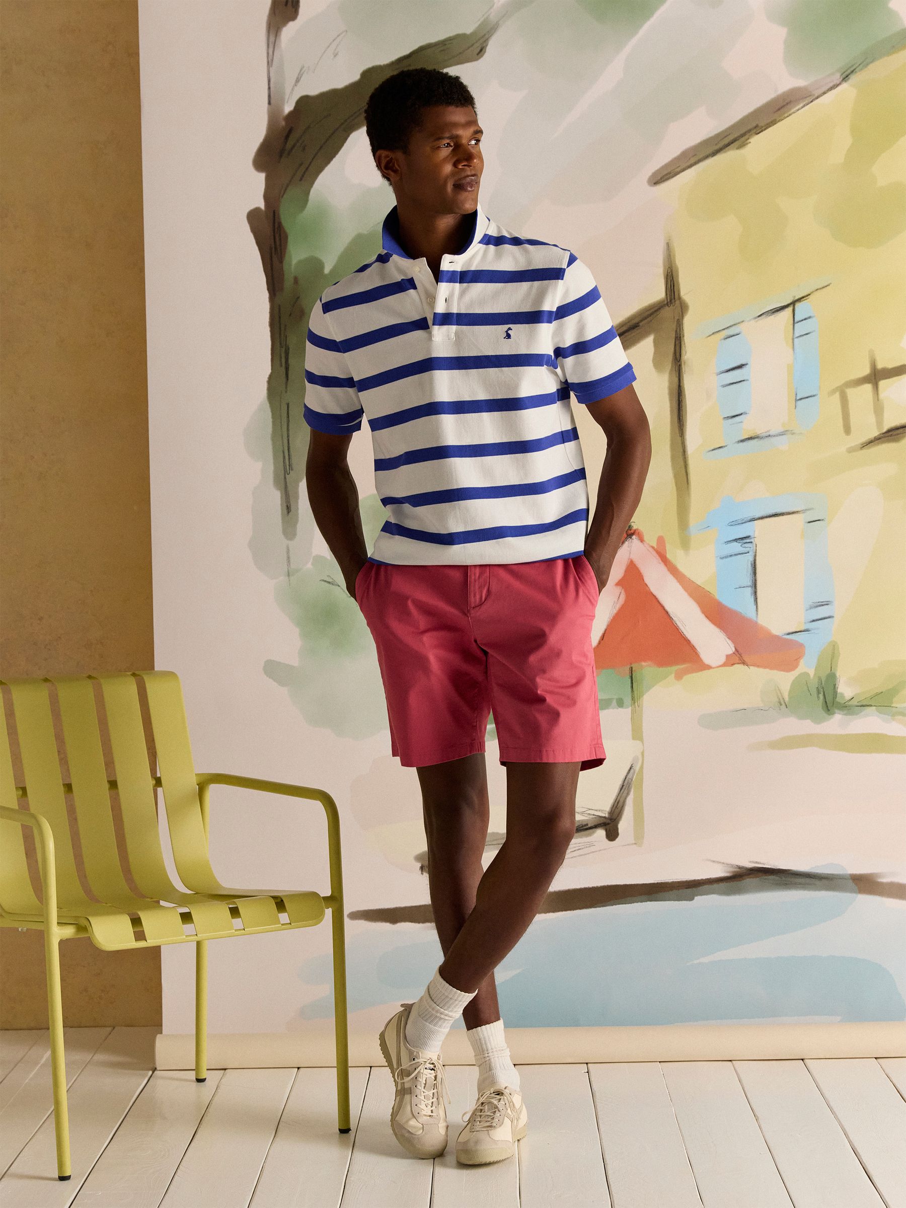 Woody Blue/White Stripe Cotton Pique Polo Shirt - Image 2 of 10