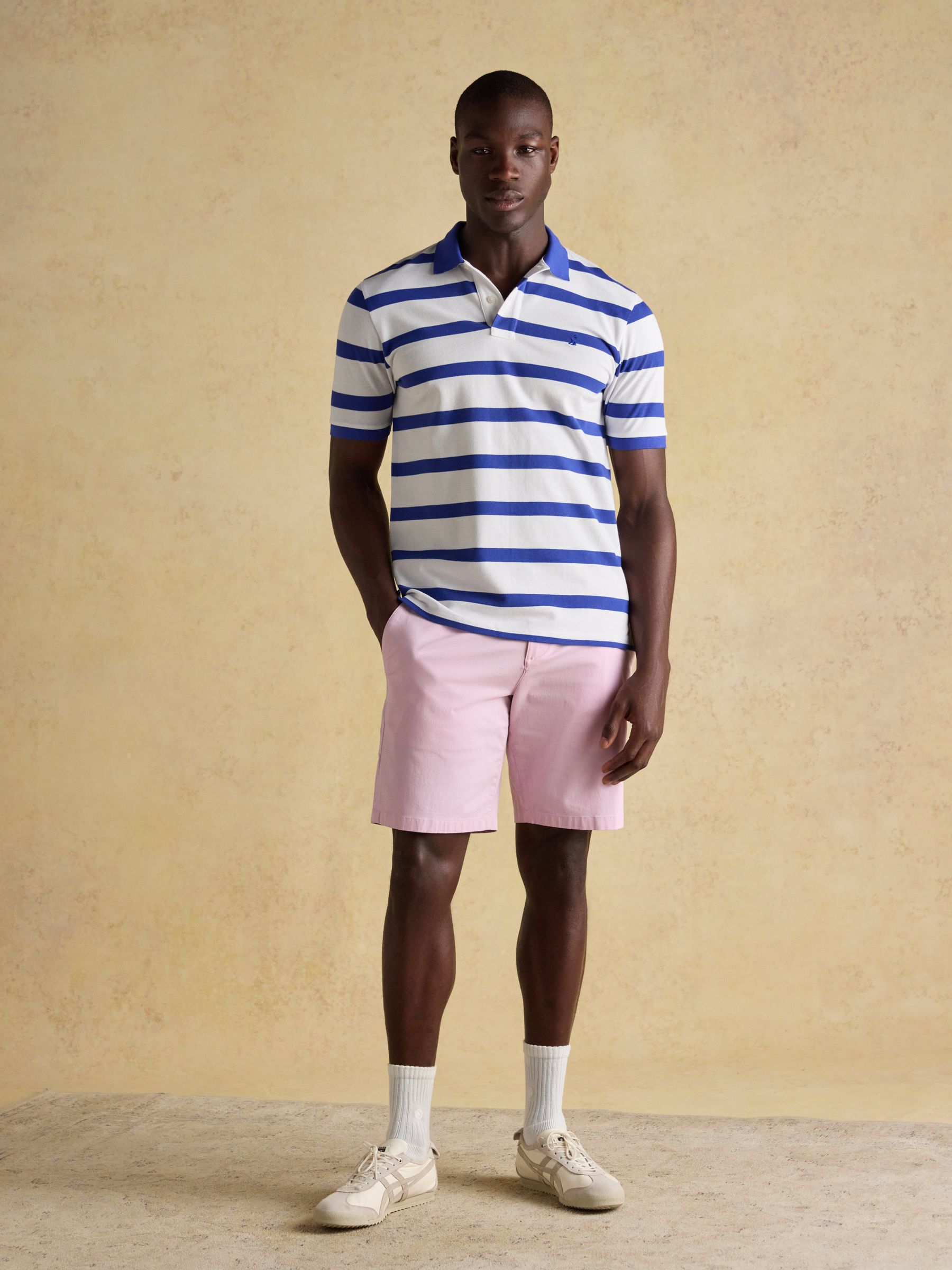Woody Blue/White Stripe Cotton Pique Polo Shirt - Image 6 of 10