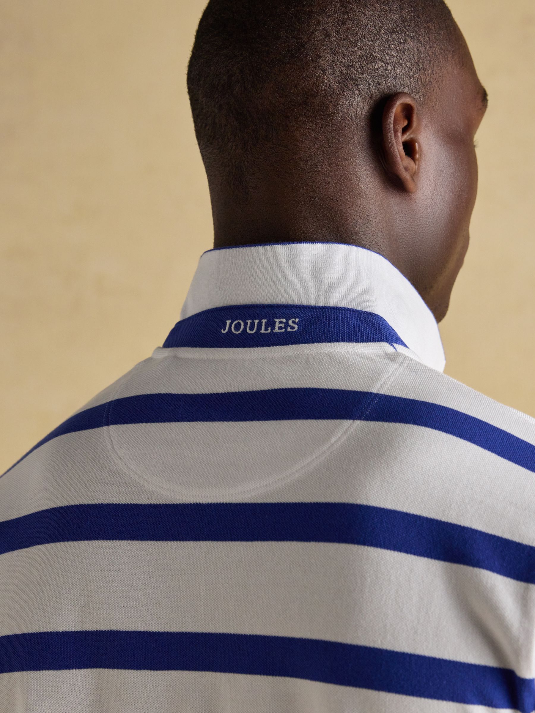 Woody Blue/White Stripe Cotton Pique Polo Shirt - Image 8 of 10