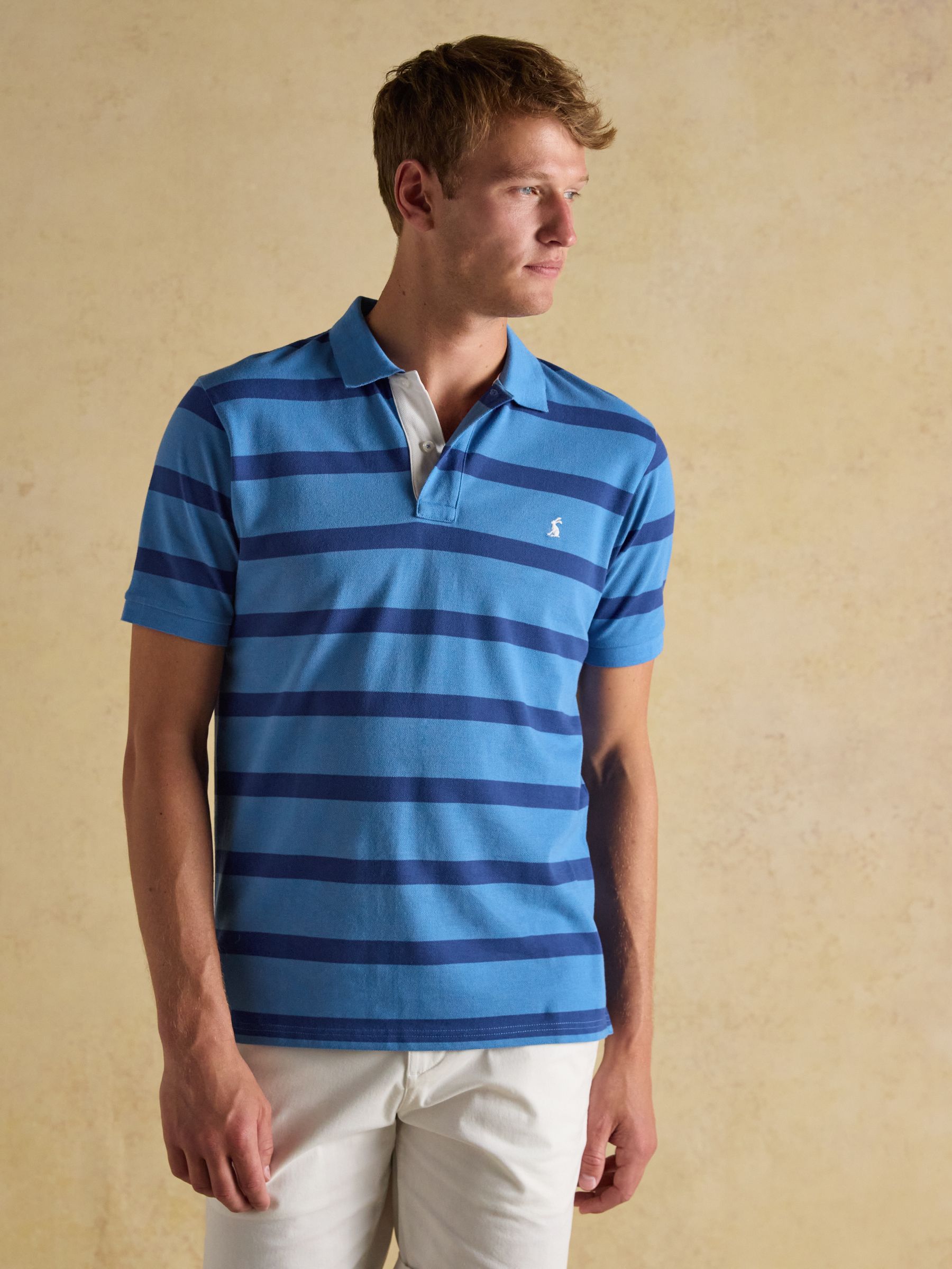 Woody Blue Stripe Cotton Pique Polo Shirt - Image 1 of 7