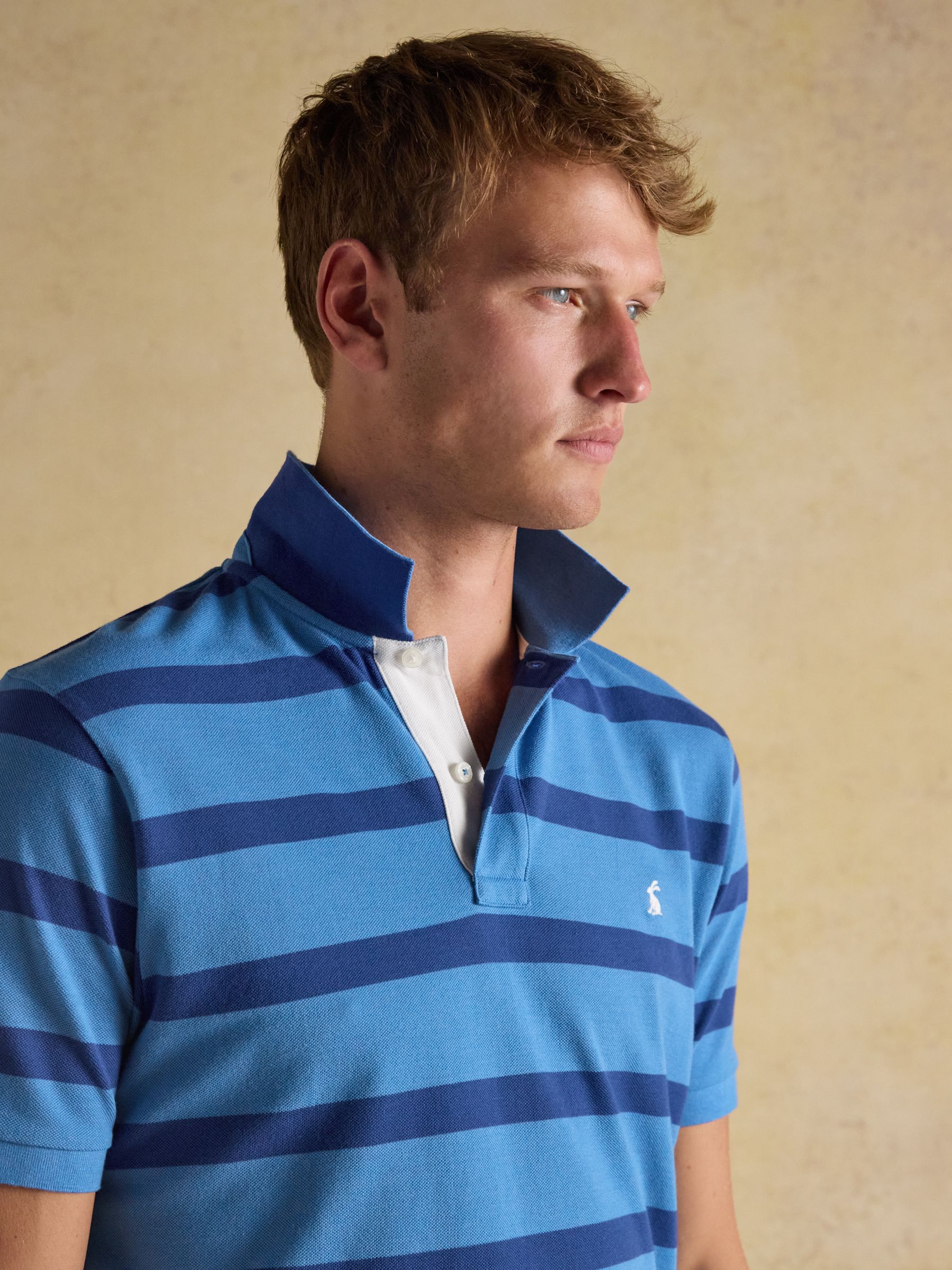 Woody Blue Stripe Cotton Pique Polo Shirt - Image 3 of 7