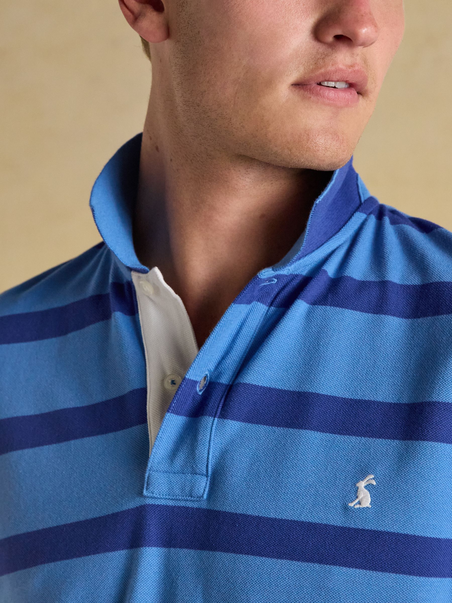 Woody Blue Stripe Cotton Pique Polo Shirt - Image 4 of 7