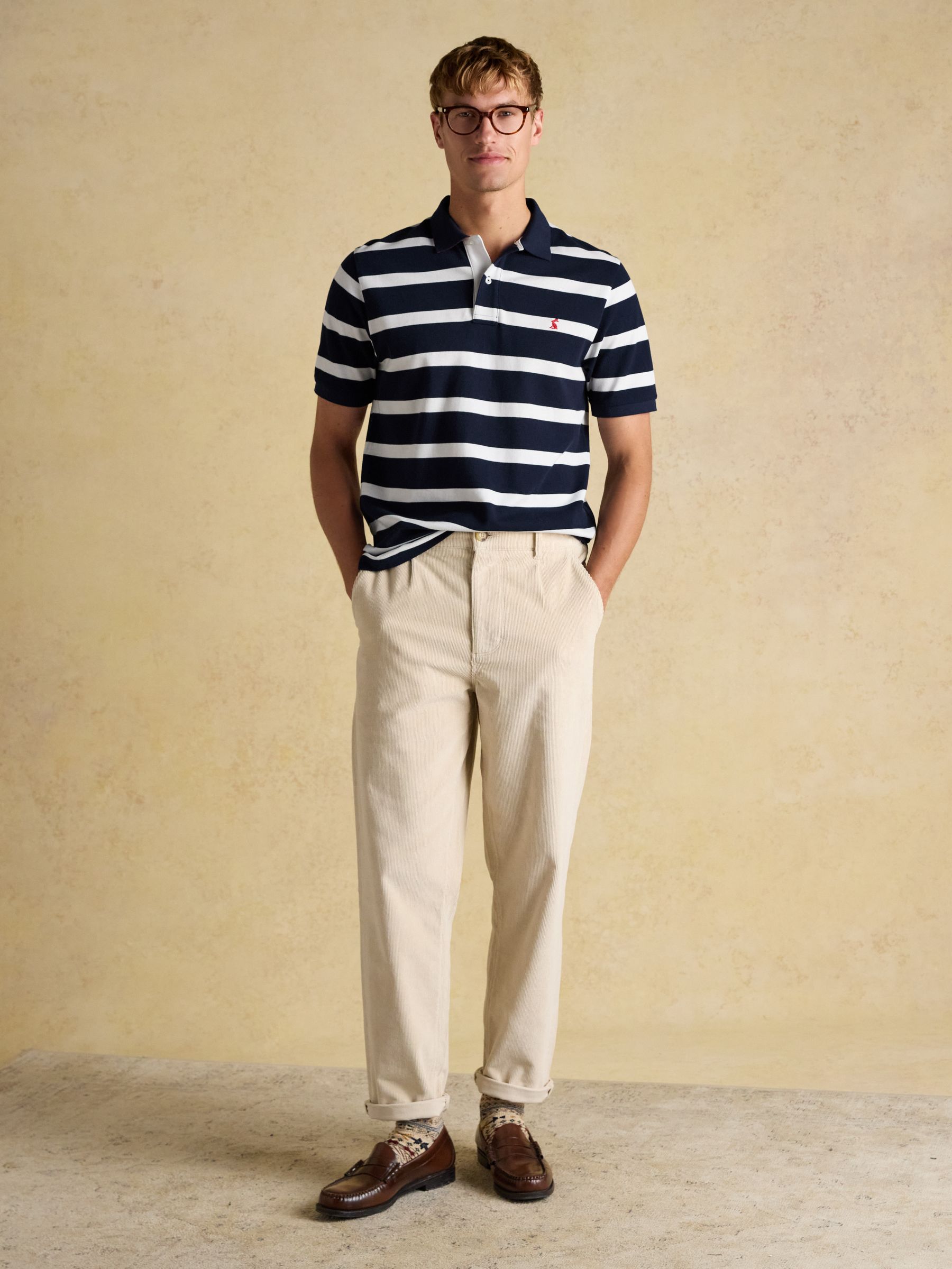 Woody Navy & White Cotton Pique Polo Shirt - Image 4 of 10