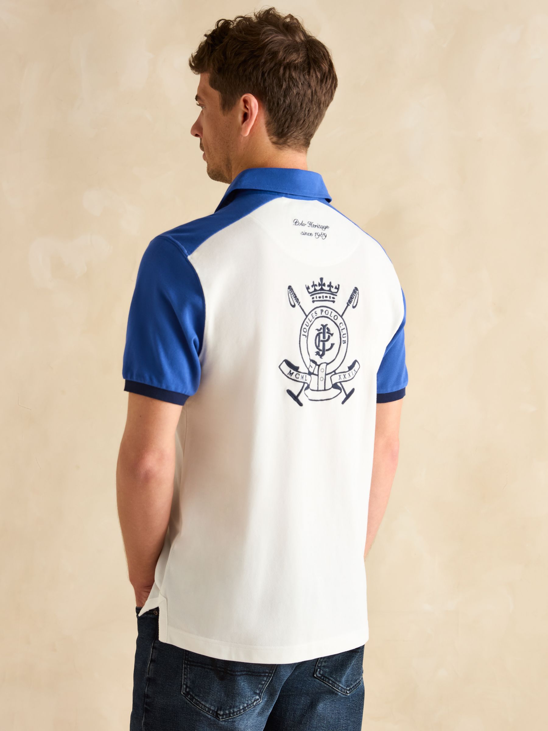 Embellished Blue/White Classic Fit Polo Shirt - Image 2 of 8