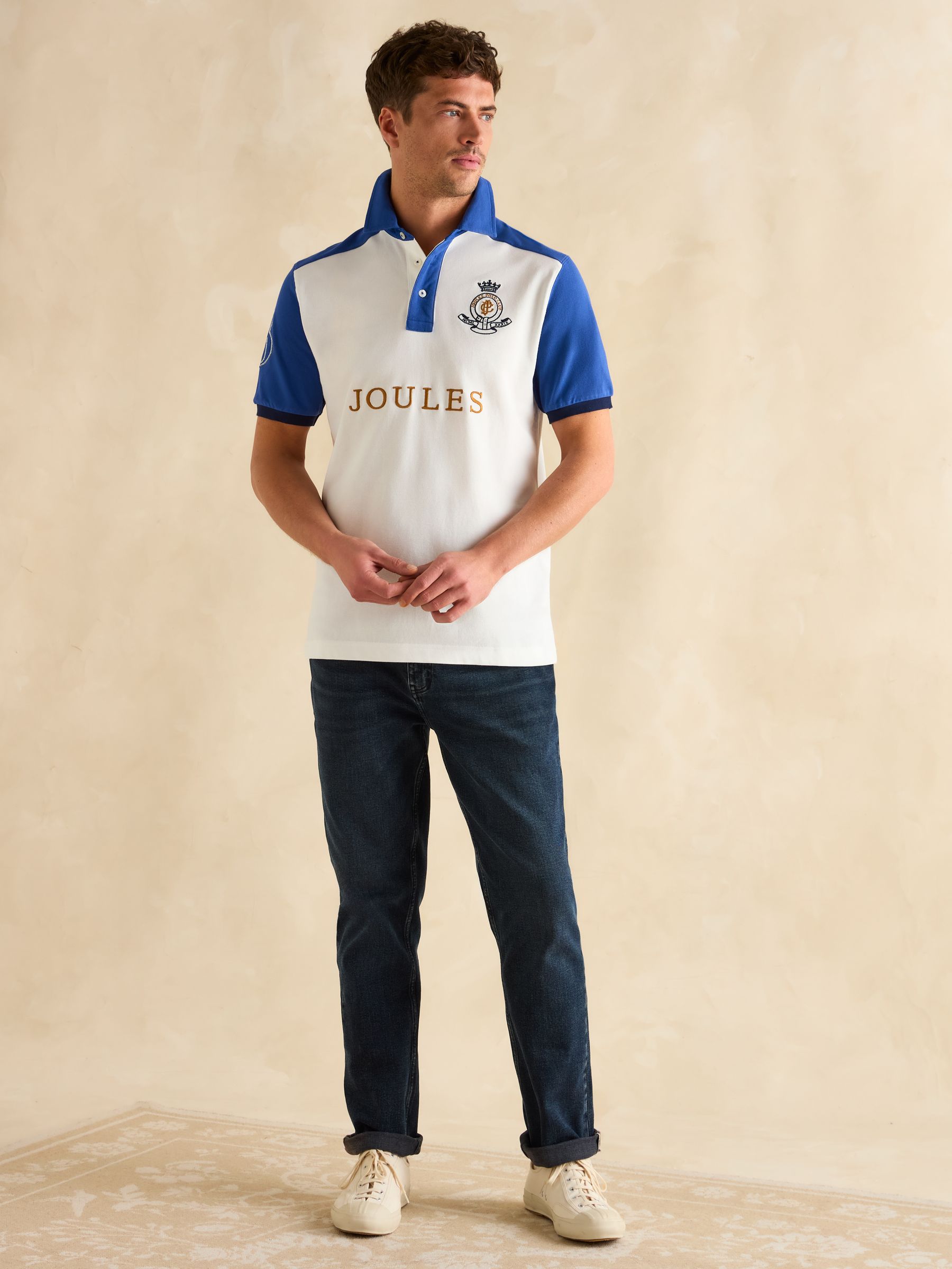 Embellished Blue/White Classic Fit Polo Shirt - Image 3 of 8