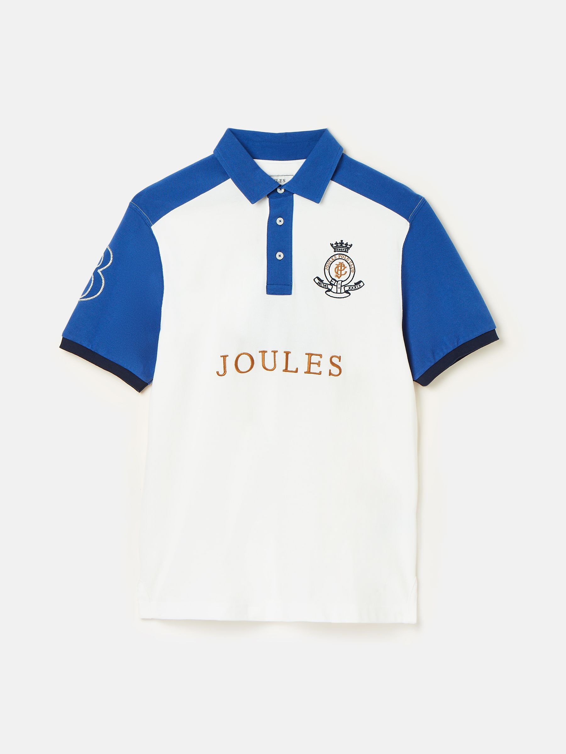 Embellished Blue/White Classic Fit Polo Shirt - Image 8 of 8