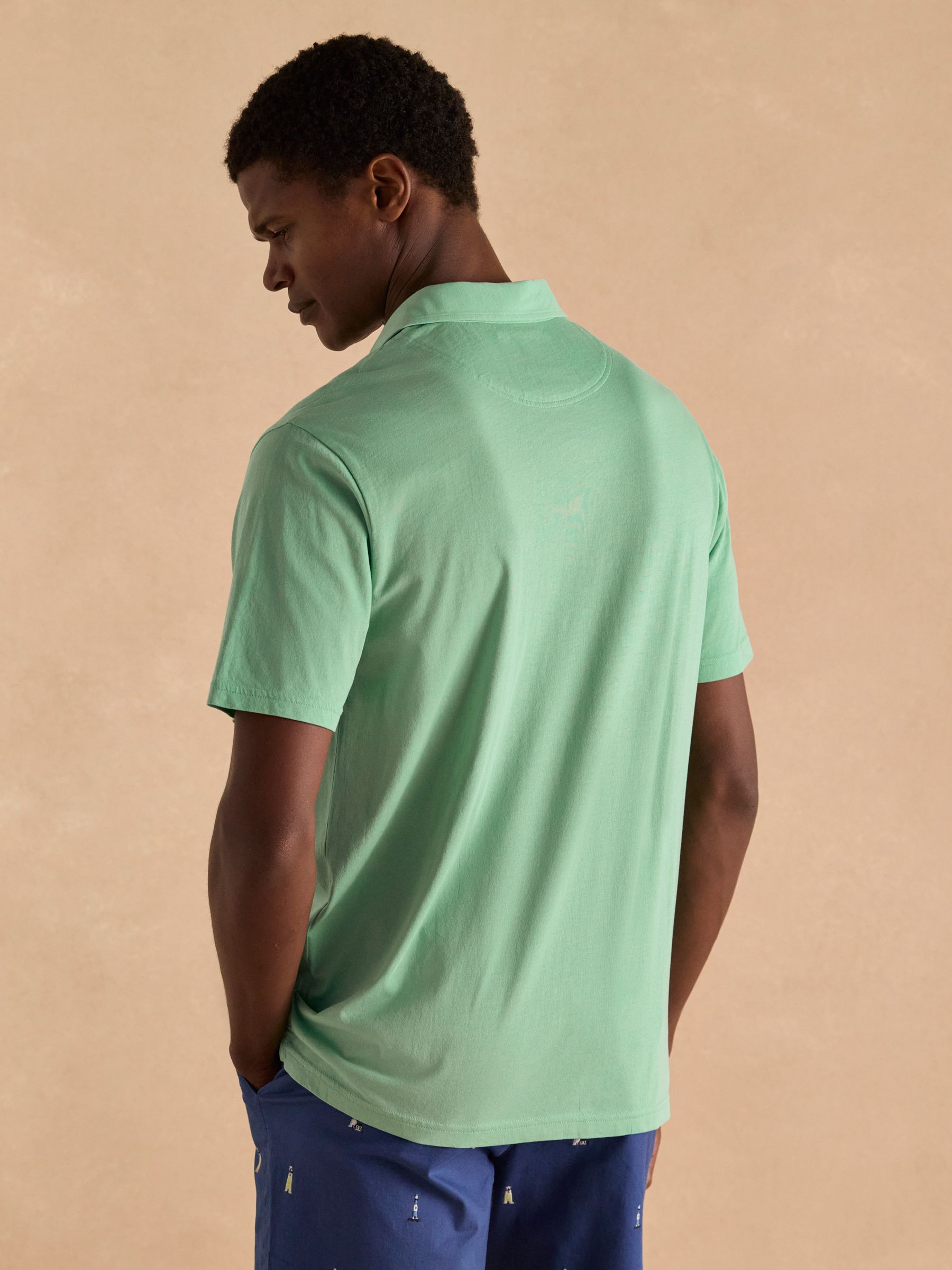 Emmett Green Soft Cotton Short Sleeve Polo Shirt with Pocket - Image 2 of 6