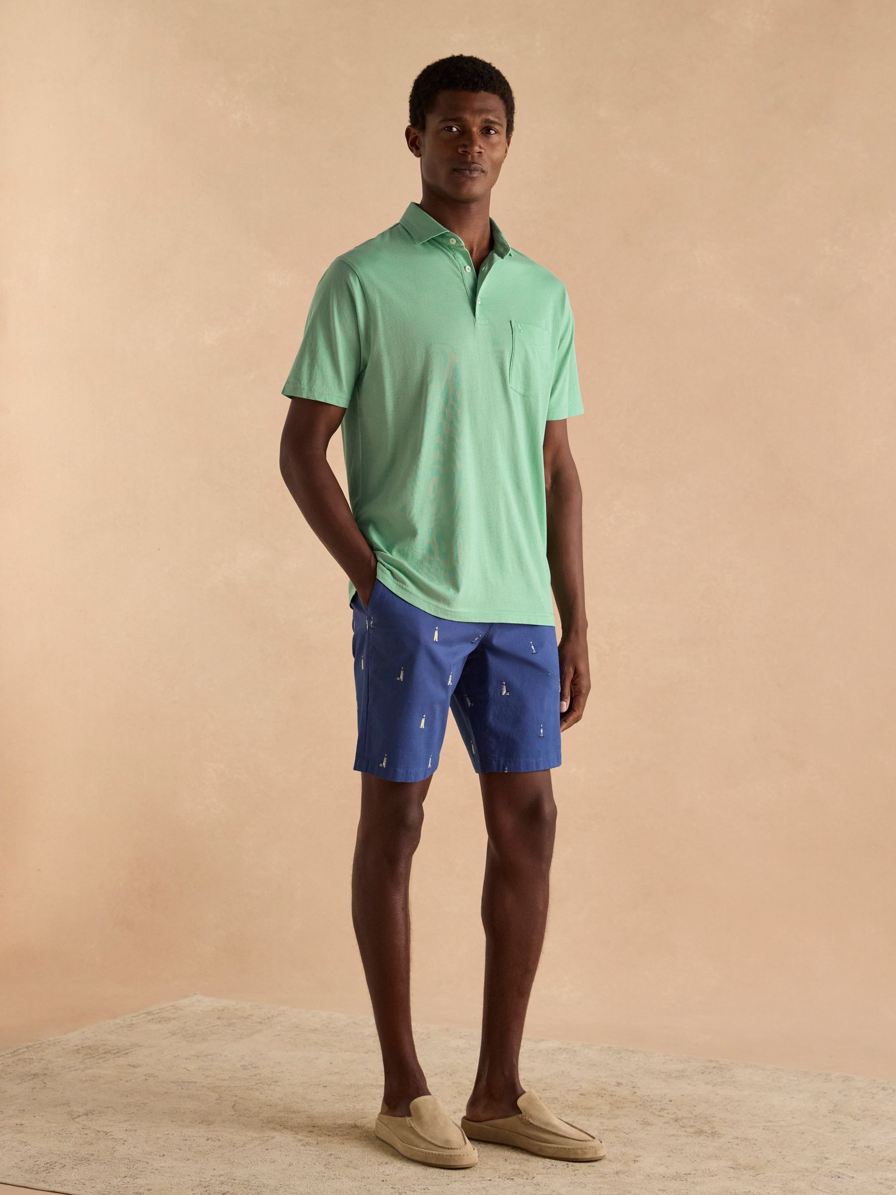Emmett Green Soft Cotton Short Sleeve Polo Shirt with Pocket - Image 3 of 6