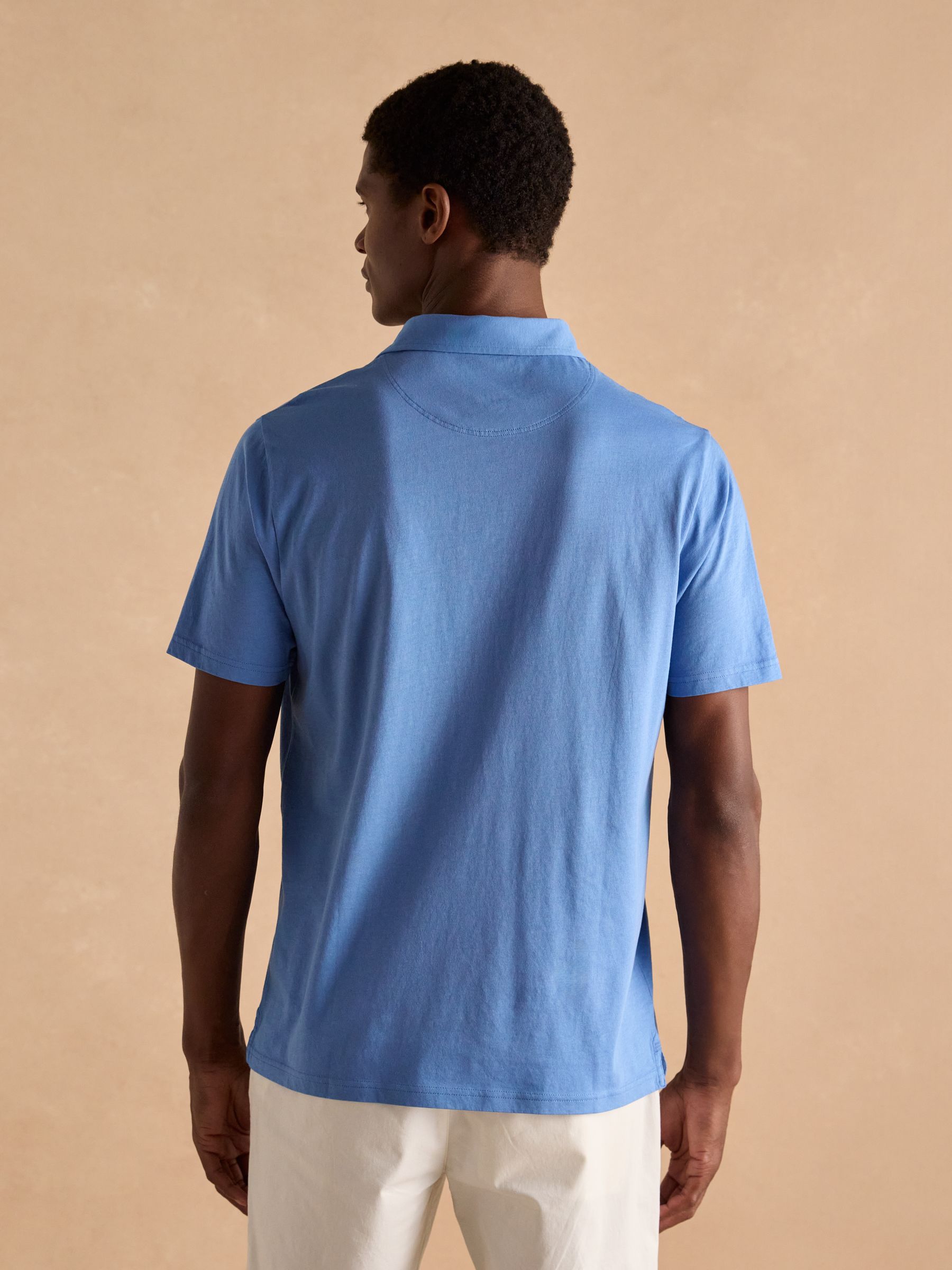 Emmett Blue Soft Cotton Short Sleeve Polo Shirt with Pocket - Image 2 of 6 Emmett Blue Soft Cotton Short Sleeve Polo Shirt with Pocket - Image 2 of 6