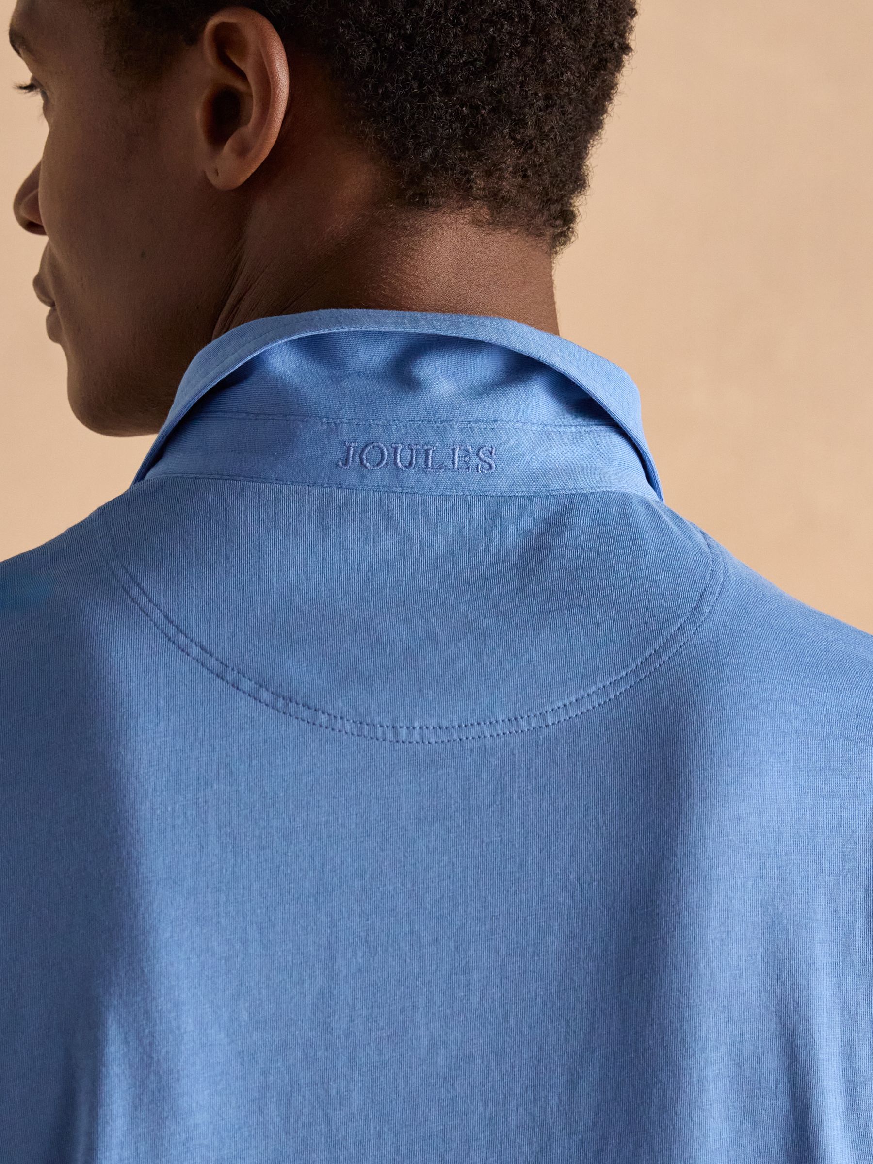 Emmett Blue Soft Cotton Short Sleeve Polo Shirt with Pocket - Image 5 of 6