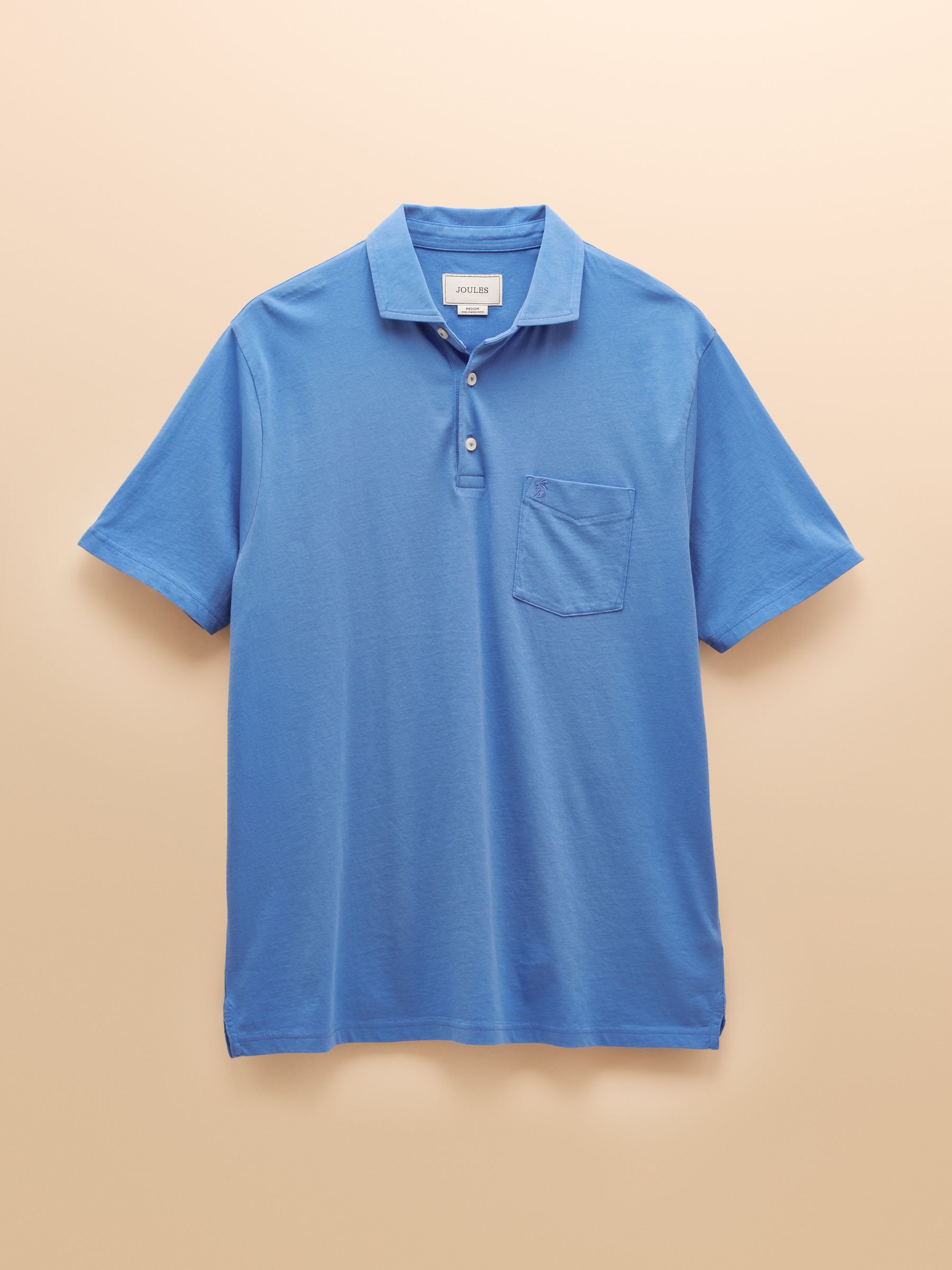 Emmett Blue Soft Cotton Short Sleeve Polo Shirt with Pocket - Image 6 of 6 Emmett Blue Soft Cotton Short Sleeve Polo Shirt with Pocket - Image 6 of 6