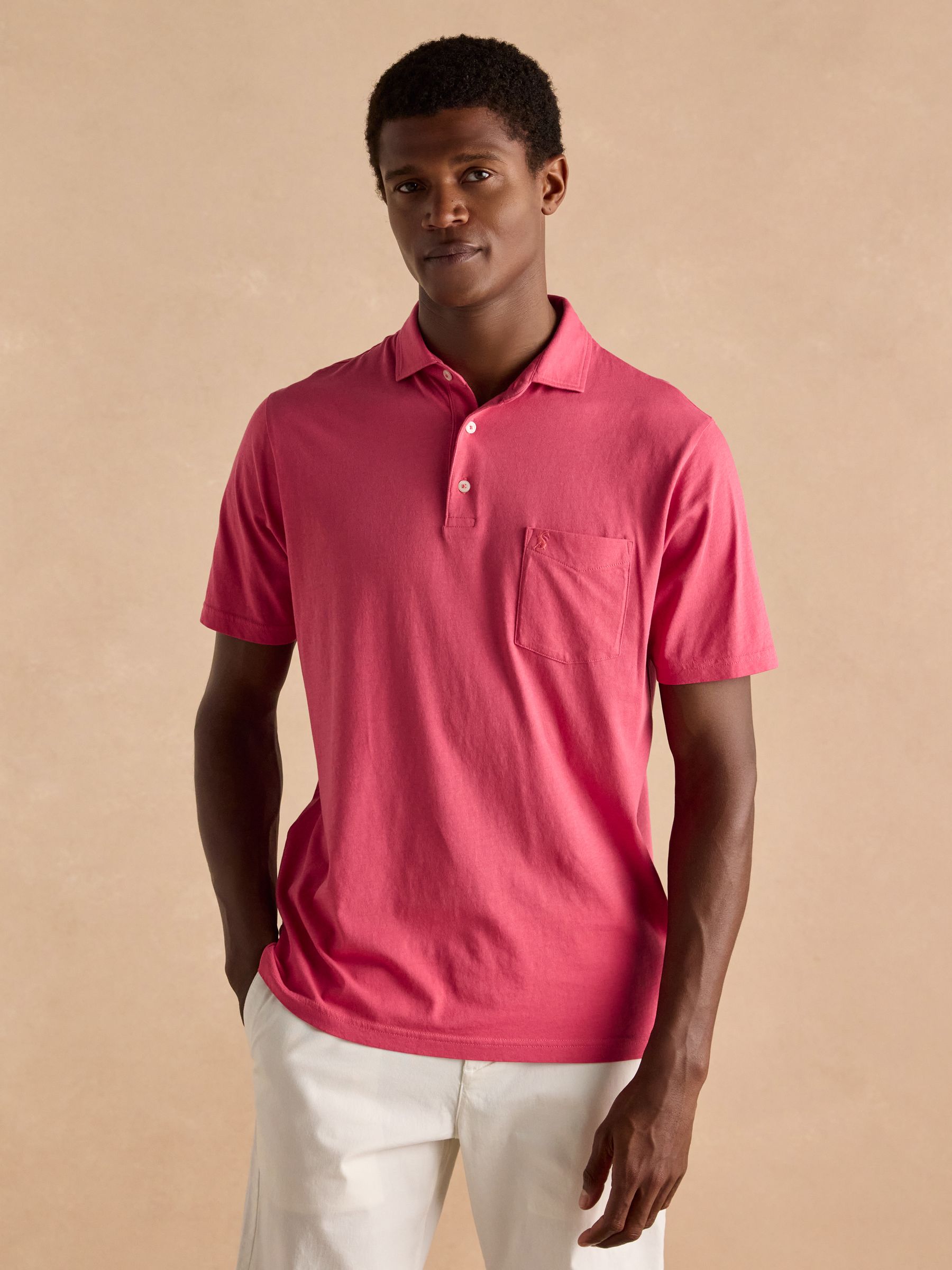 Emmett Rose Pink Soft Cotton Short Sleeve Polo Shirt with Pocket - Image 1 of 8 Emmett Rose Pink Soft Cotton Short Sleeve Polo Shirt with Pocket - Image 1 of 8