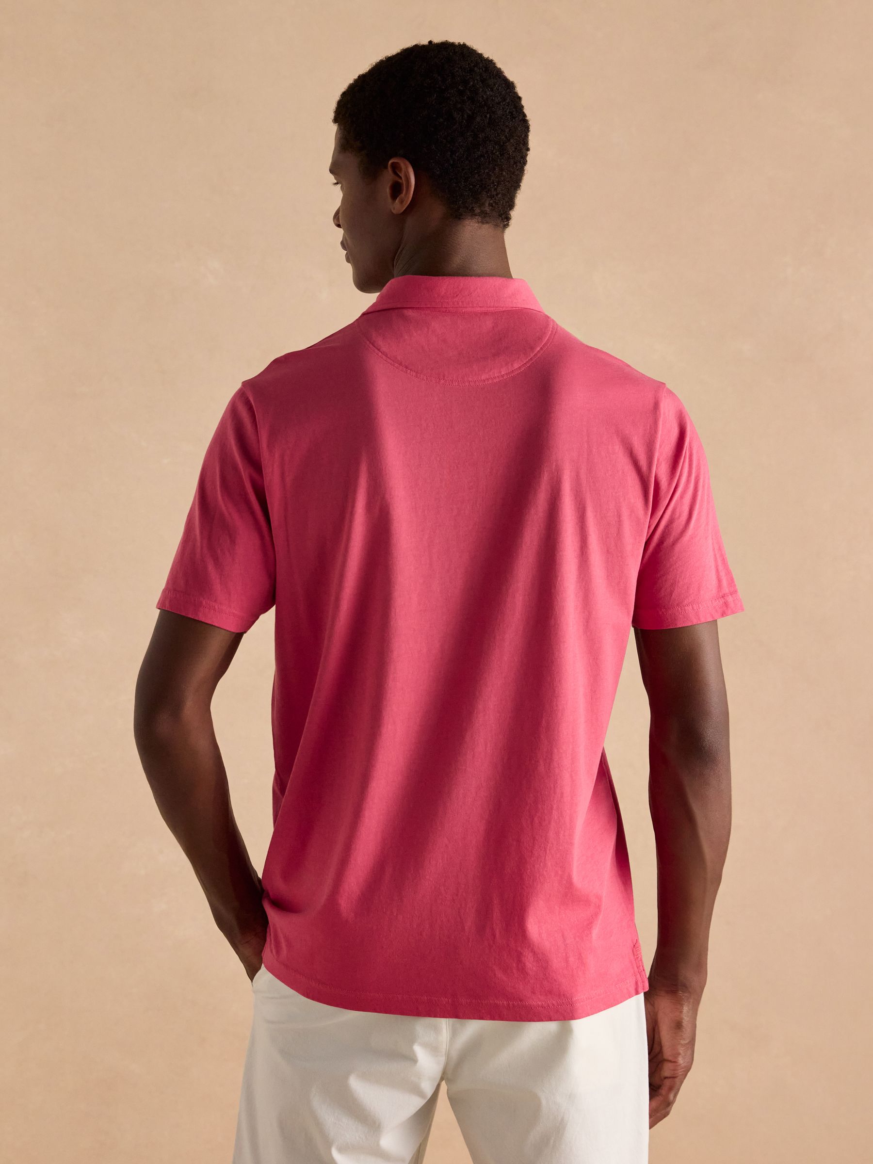 Emmett Rose Pink Soft Cotton Short Sleeve Polo Shirt with Pocket - Image 2 of 8 Emmett Rose Pink Soft Cotton Short Sleeve Polo Shirt with Pocket - Image 2 of 8