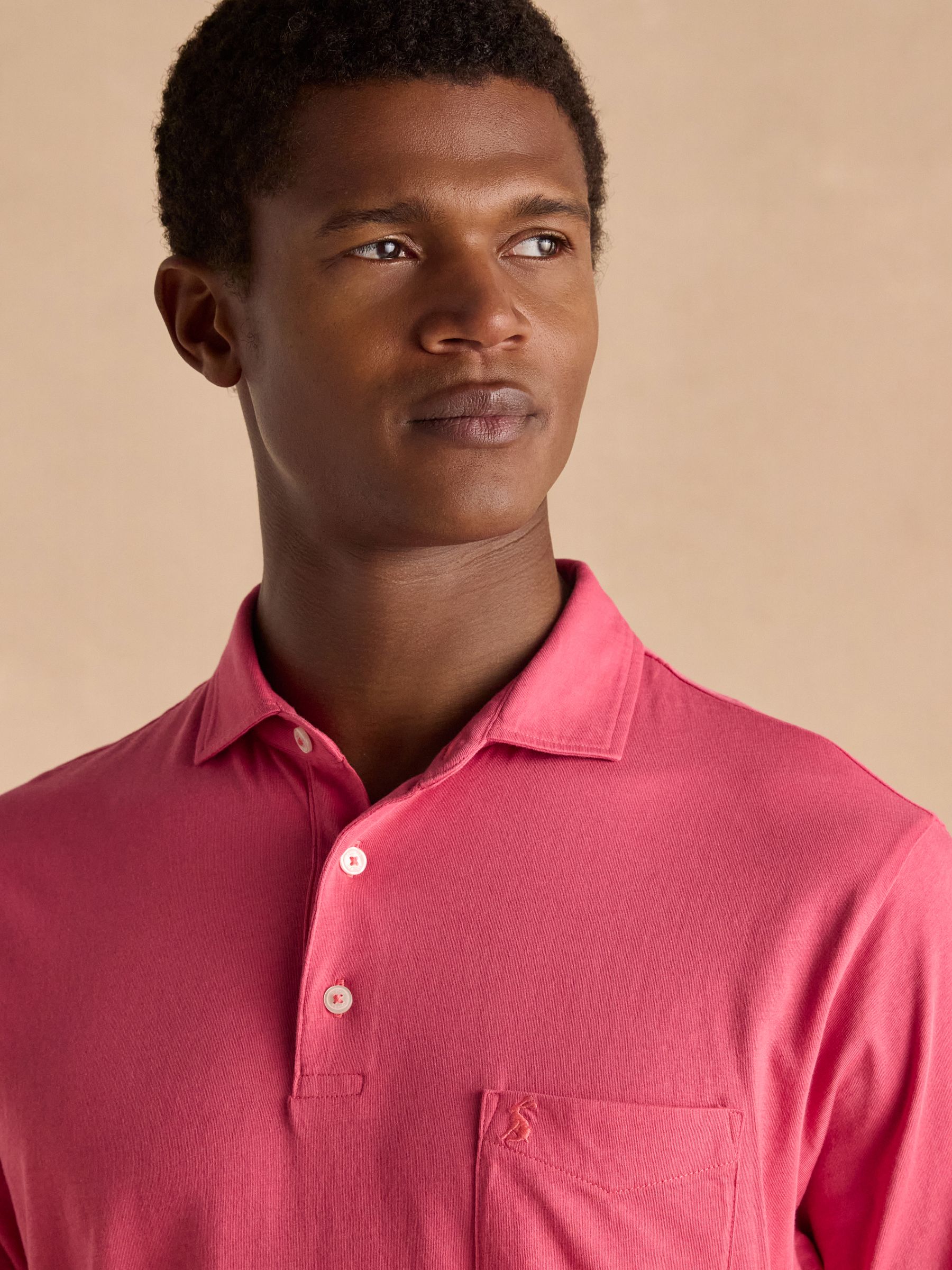 Emmett Rose Pink Soft Cotton Short Sleeve Polo Shirt with Pocket - Image 5 of 8