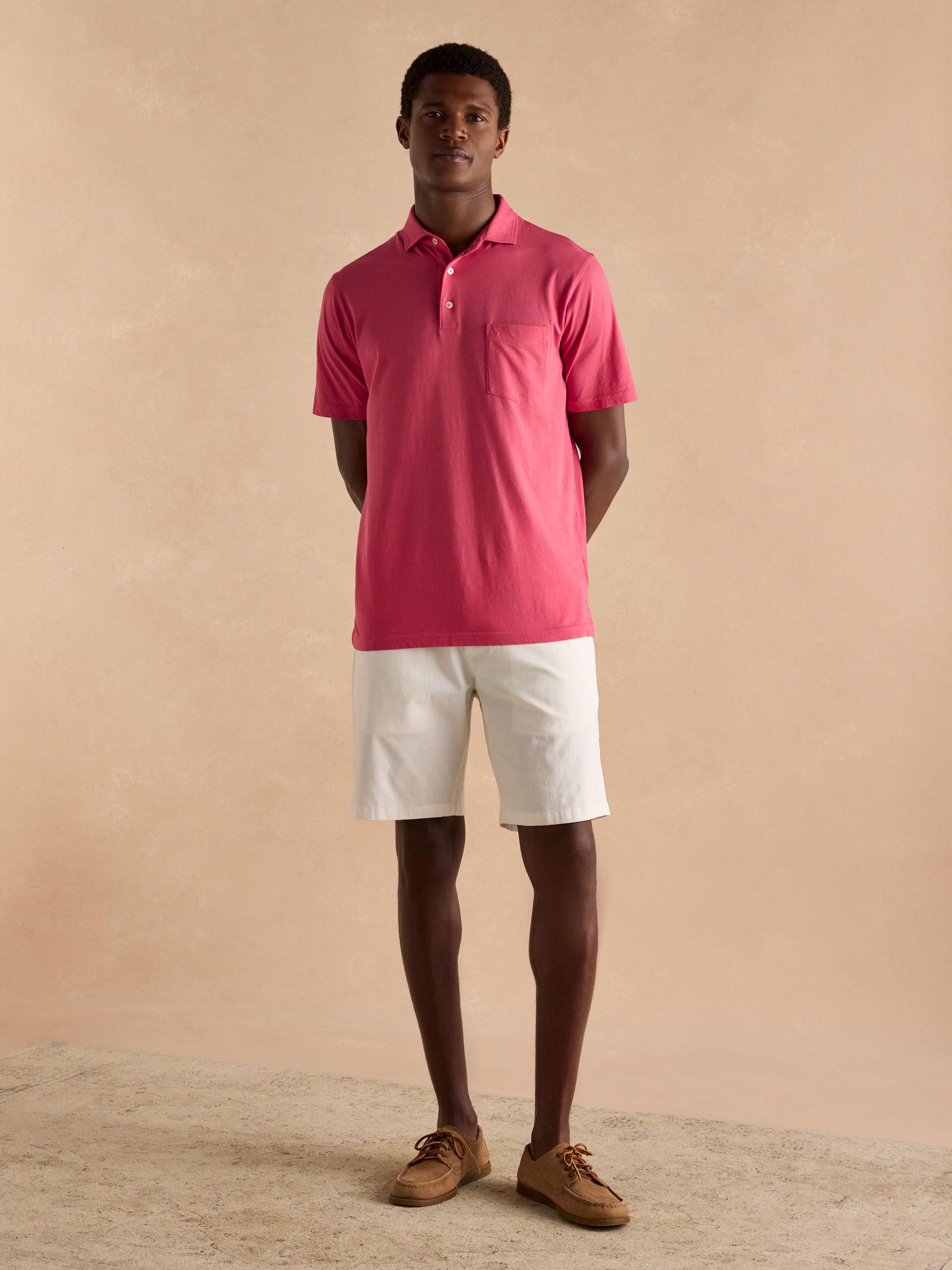 Emmett Rose Pink Soft Cotton Short Sleeve Polo Shirt with Pocket - Image 6 of 8