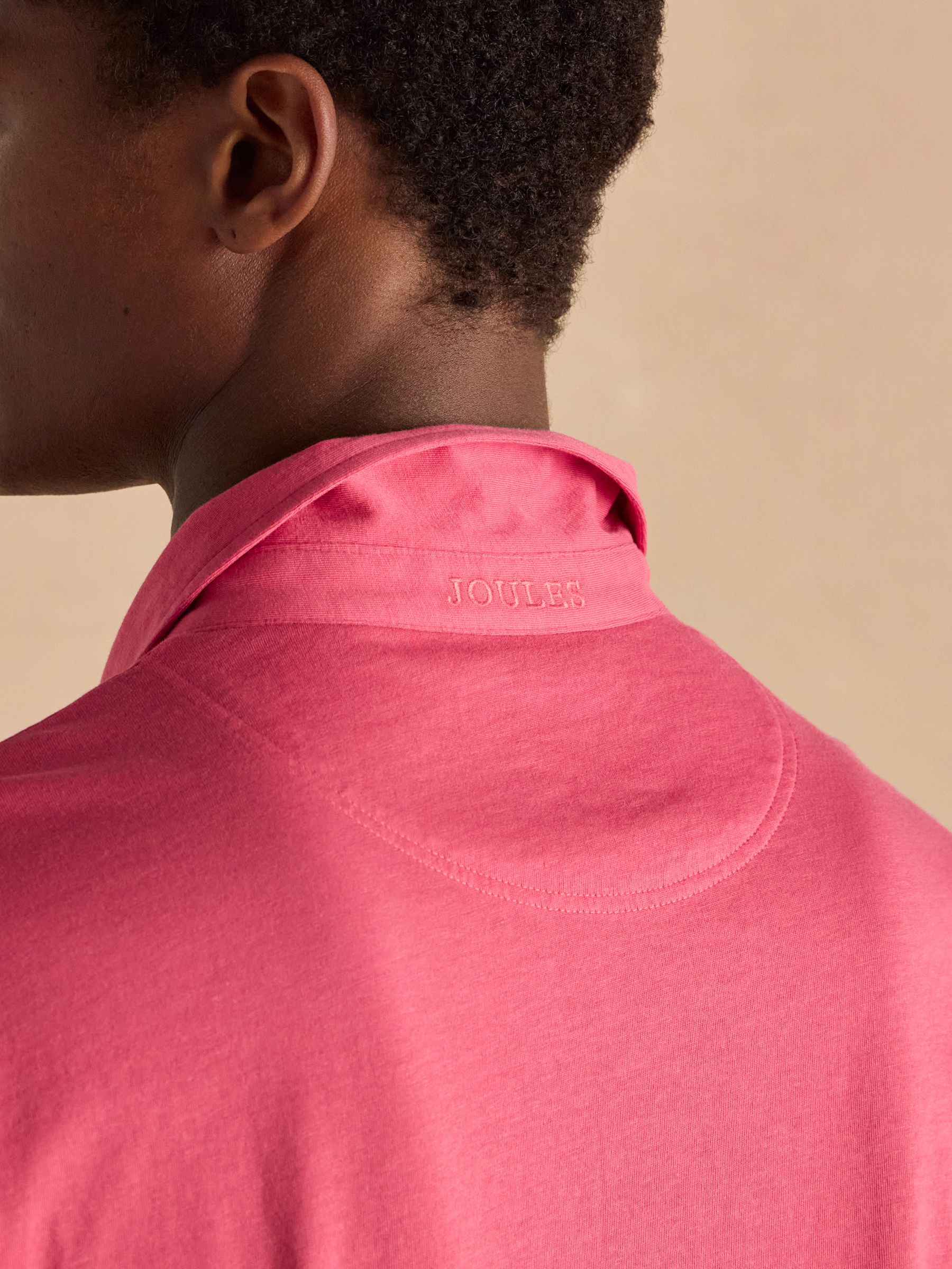 Emmett Rose Pink Soft Cotton Short Sleeve Polo Shirt with Pocket - Image 7 of 8