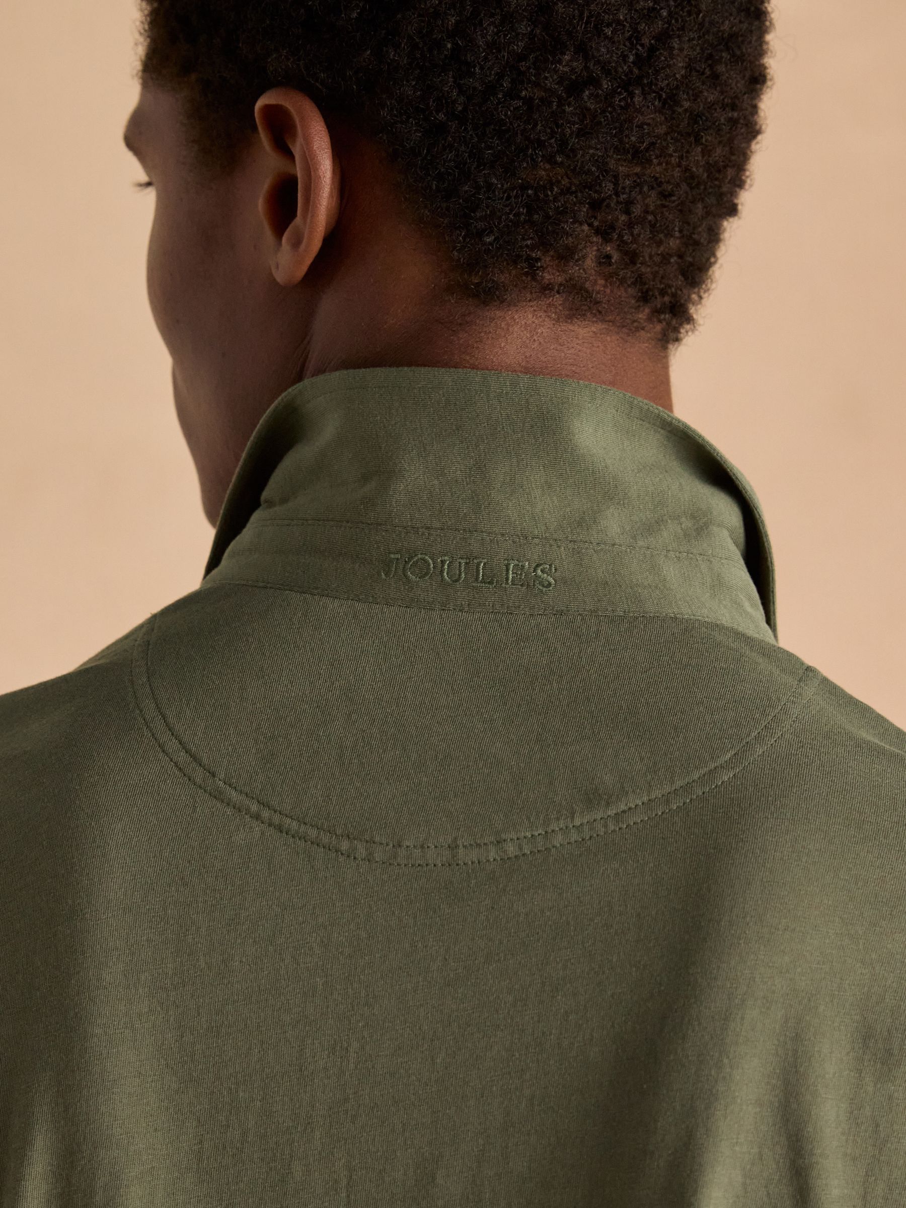 Emmett Khaki Green Soft Cotton Short Sleeve Polo Shirt with Pocket - Image 6 of 7